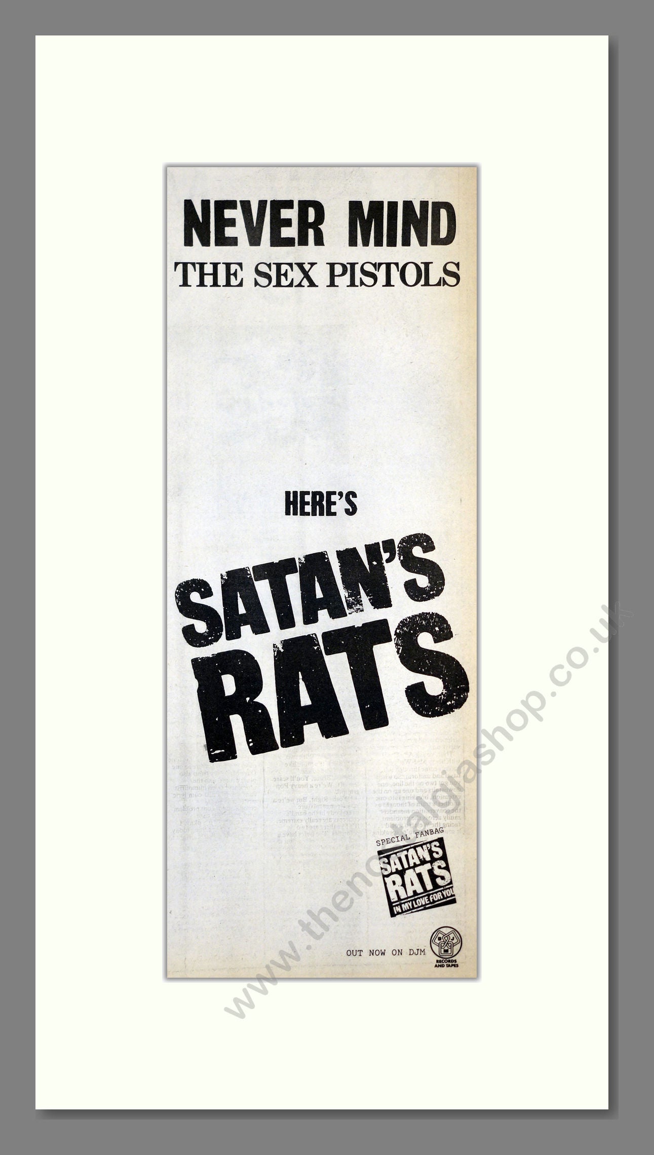 Satan's Rats - In My Love For You. Vintage Advert 1977 (ref AD201244)