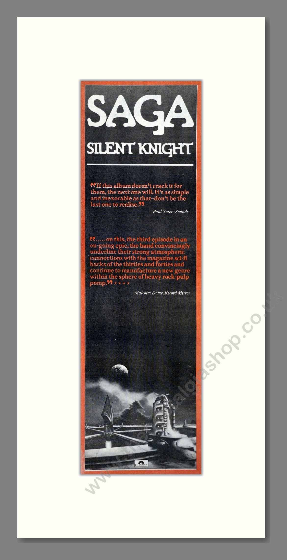 Saga - Silent Knight. Vintage Advert 1980 (ref AD201257)