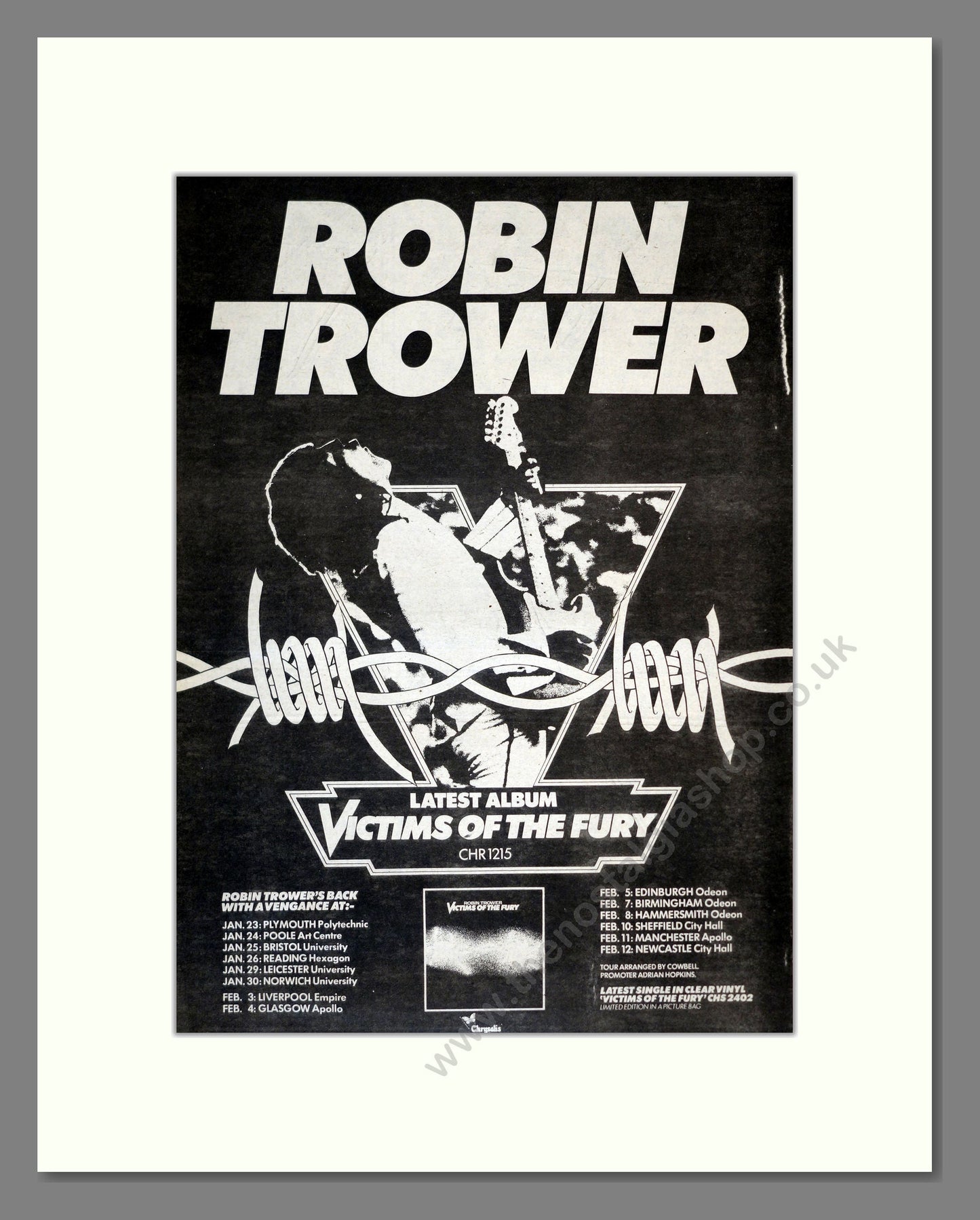 Robin Trowler - Victims Of The Fury. Vintage Advert 1980 (ref AD17292)