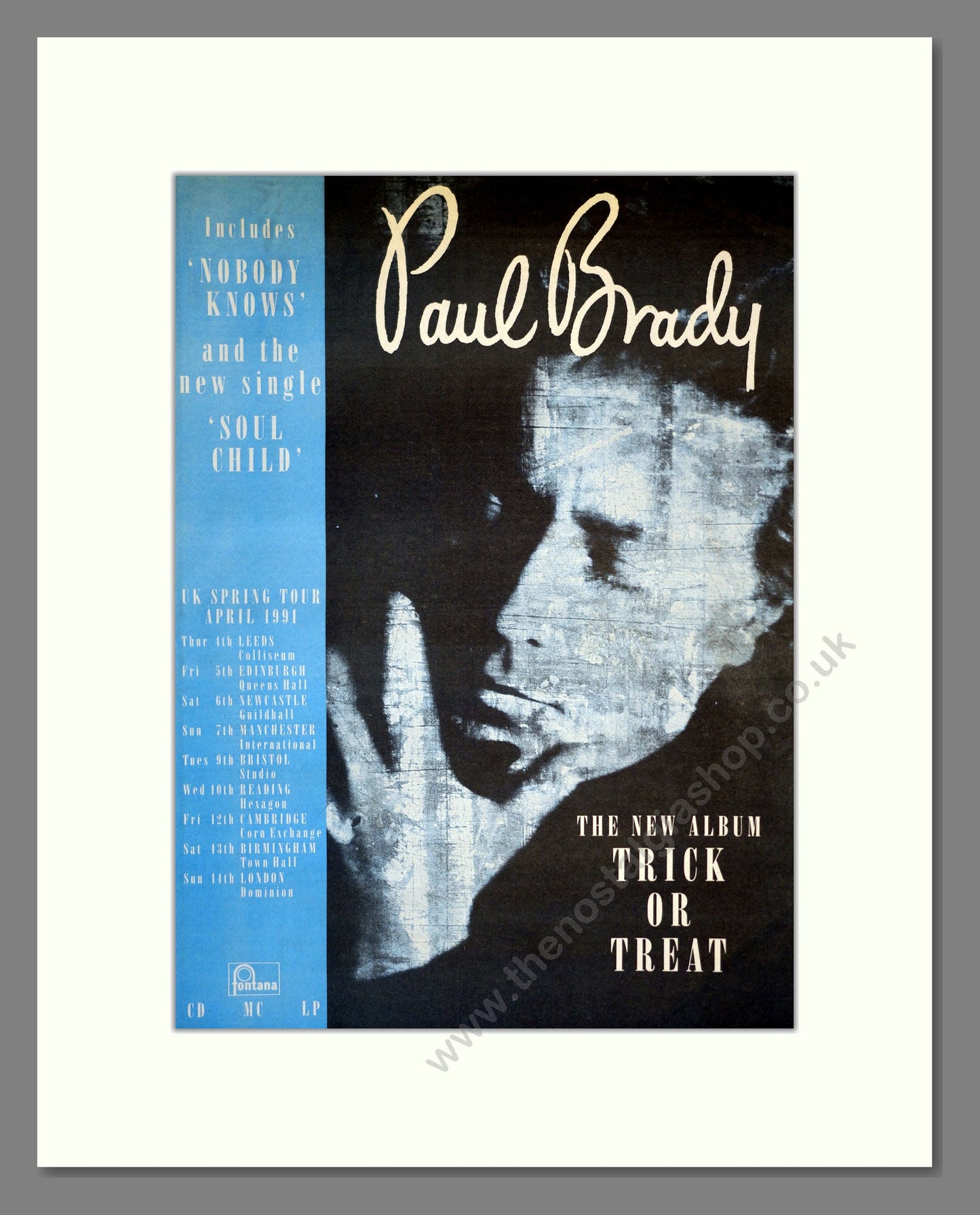 Paul Brady - Trick Or Treat. Vintage Advert 1991 (ref AD17402)