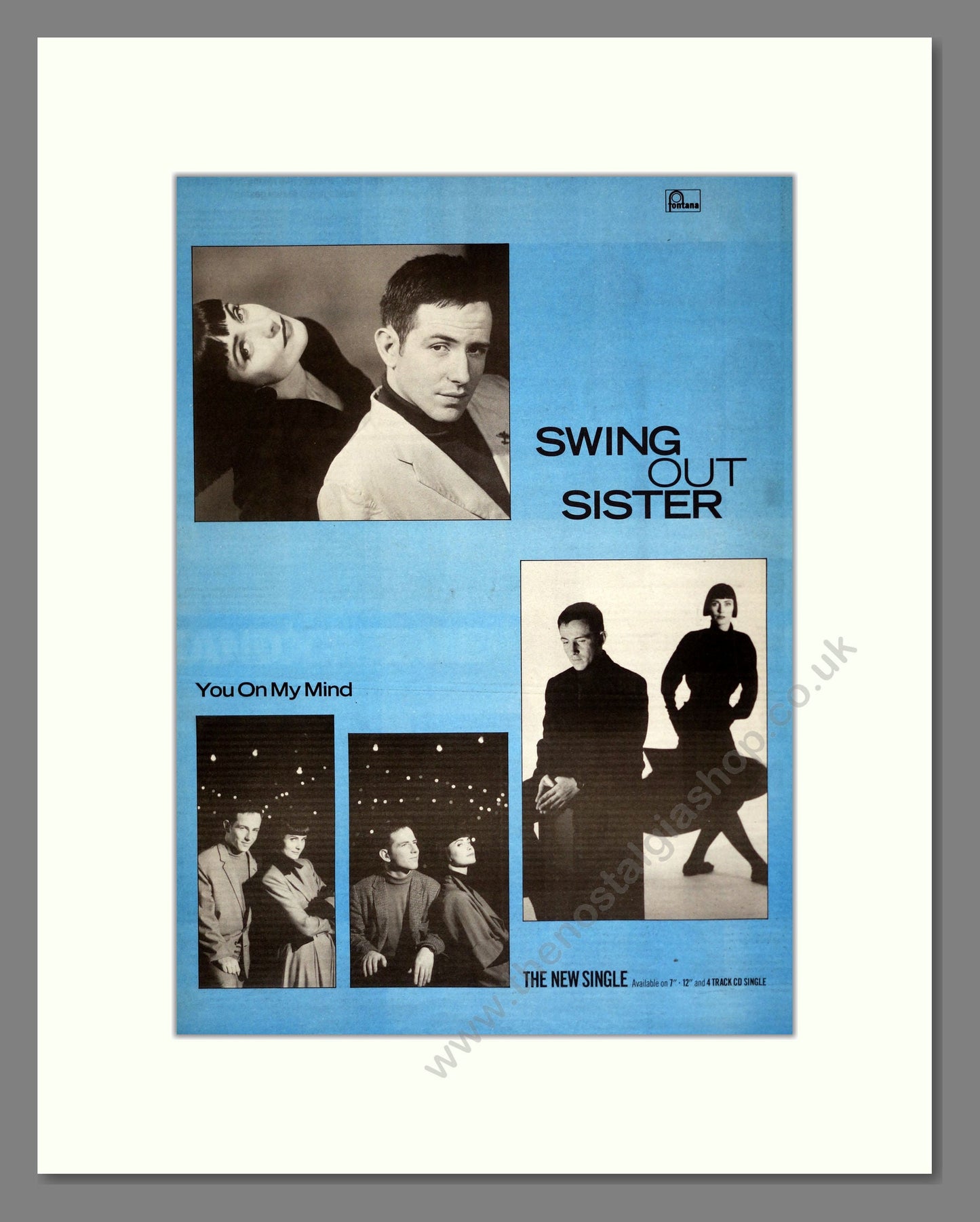 Swing Out Sister - You On My Mind. Vintage Advert 1989 (ref AD17474)