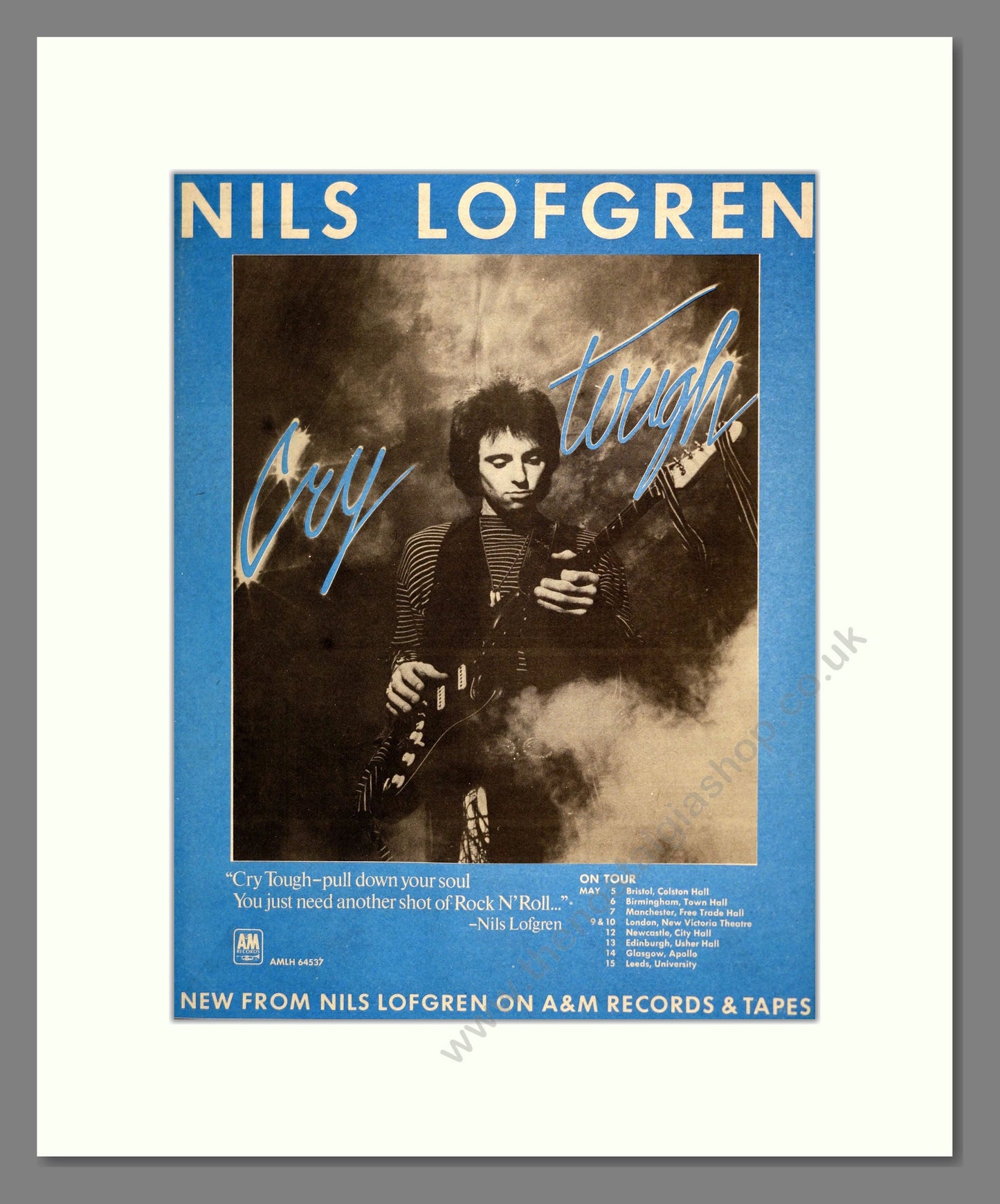 Nils Lofgren - Cry Tough. Vintage Advert 1976 (ref AD17556)