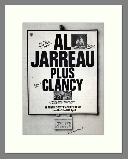 Al Jarreau Plus Clancy - Live At Ronnie Scotts. Vintage Advert 1976 (ref AD17562)