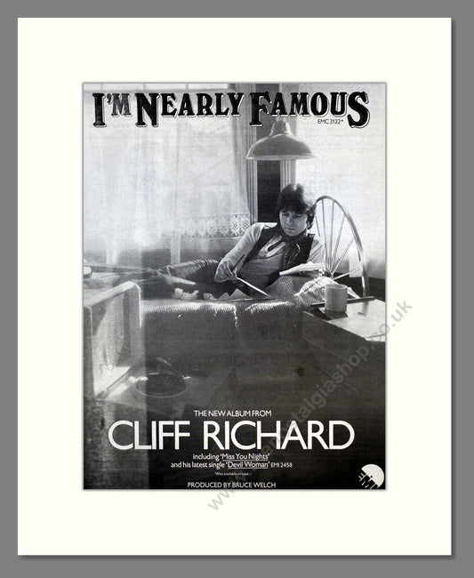 Cliff Richard - I'm Nearly Famous. Vintage Advert 1976 (ref AD17573)