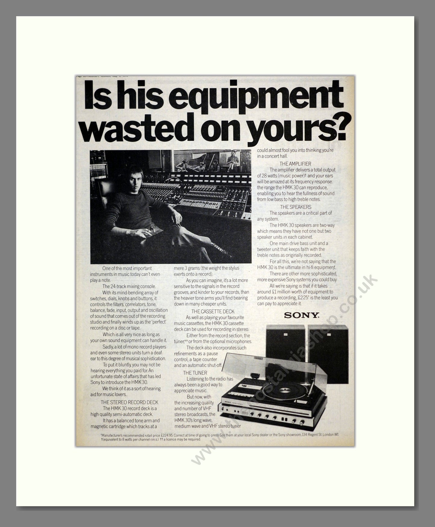 Sony - HMK-30 Hi-Fi. Vintage Advert 1976 (ref AD17602)