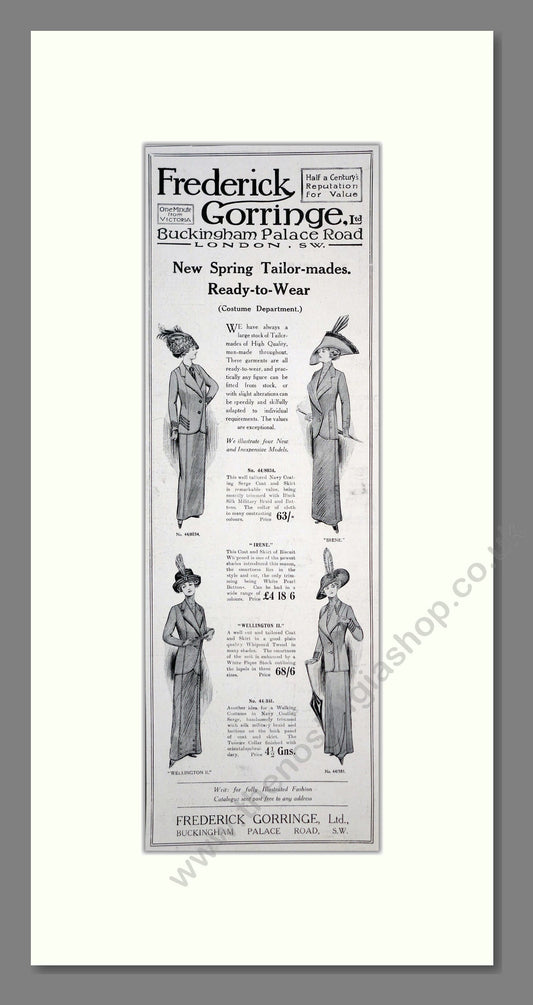 Frederick Gorringe - Fashion. Vintage Advert 1912 (ref AD201298)