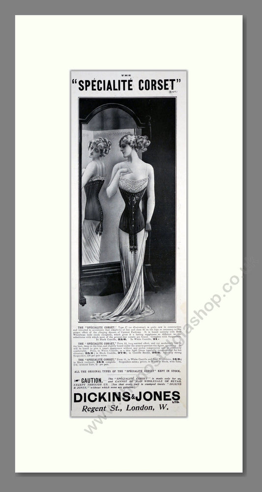 Dickins And Jones - Specialite Corset. Vintage Advert 1911 (ref AD201305)
