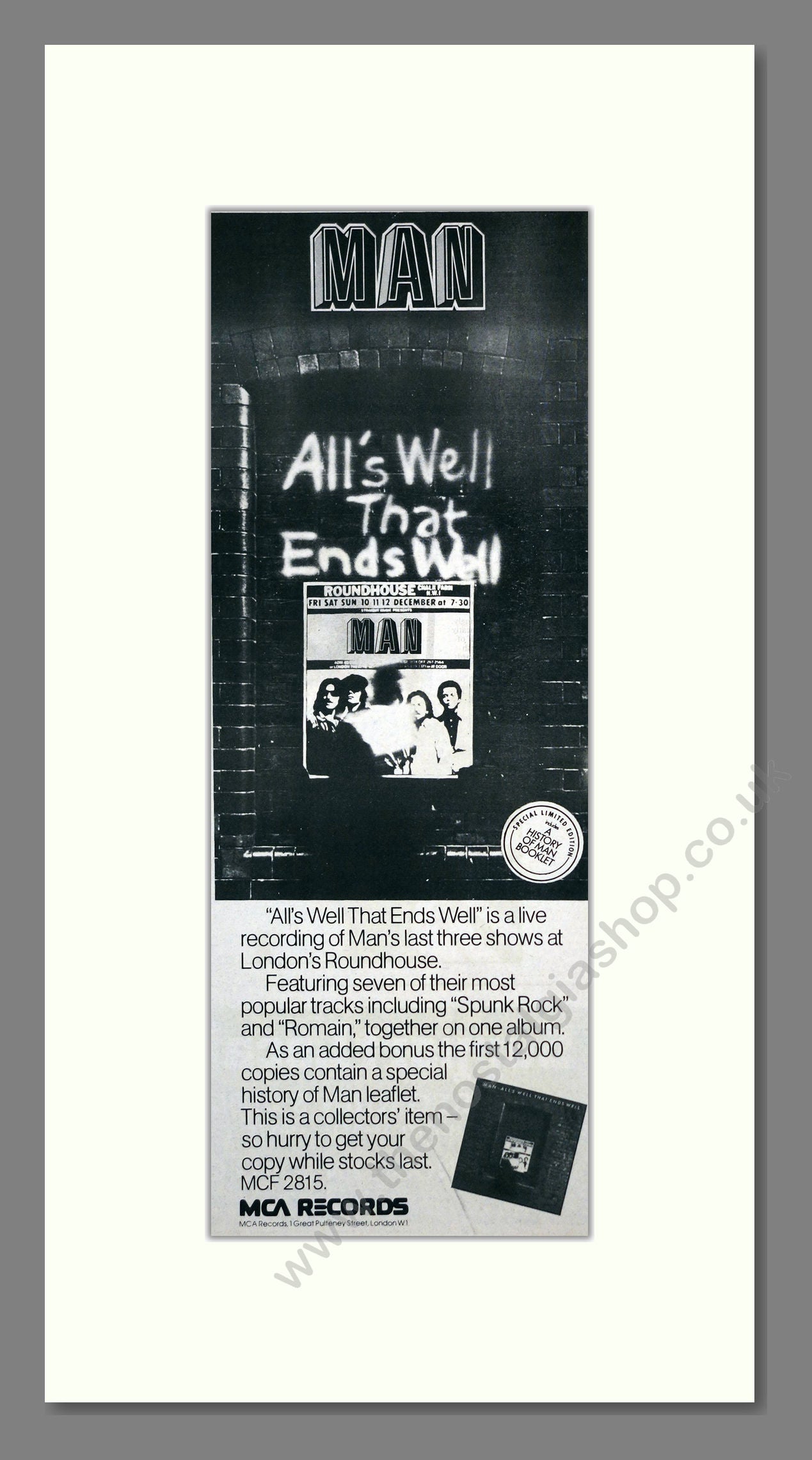 Man - All's Well That Ends Well. Vintage Advert 1977 (ref AD201339)