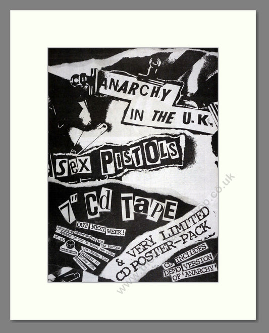 Sex Pistols - Anarchy In The UK. Vintage Advert 1992 (ref AD17647)