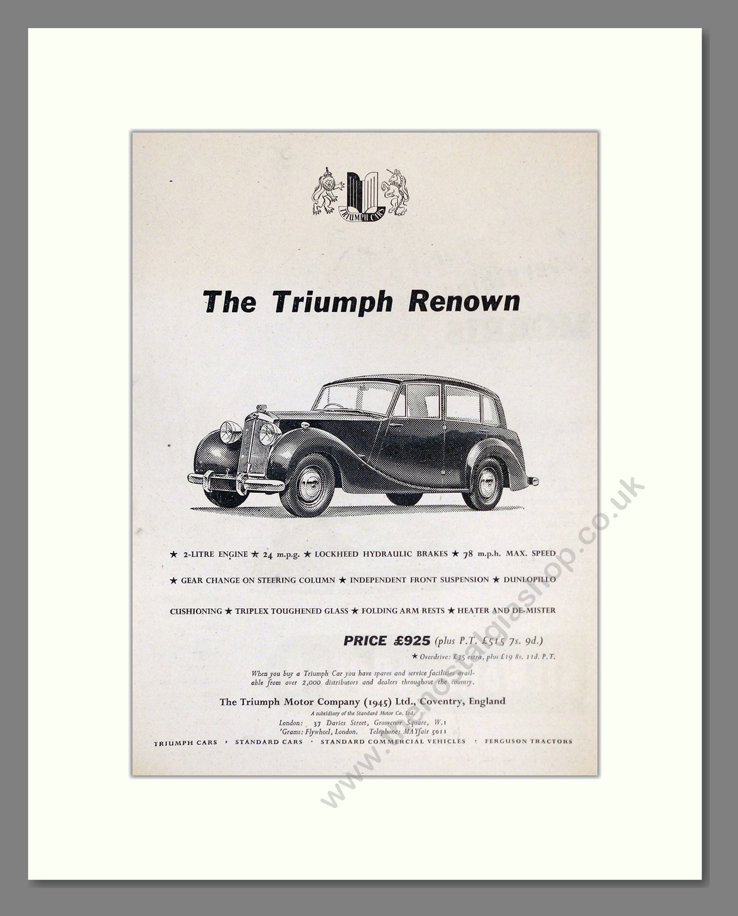 Triumph - Renown. Vintage Advert 1953 (ref AD61216)