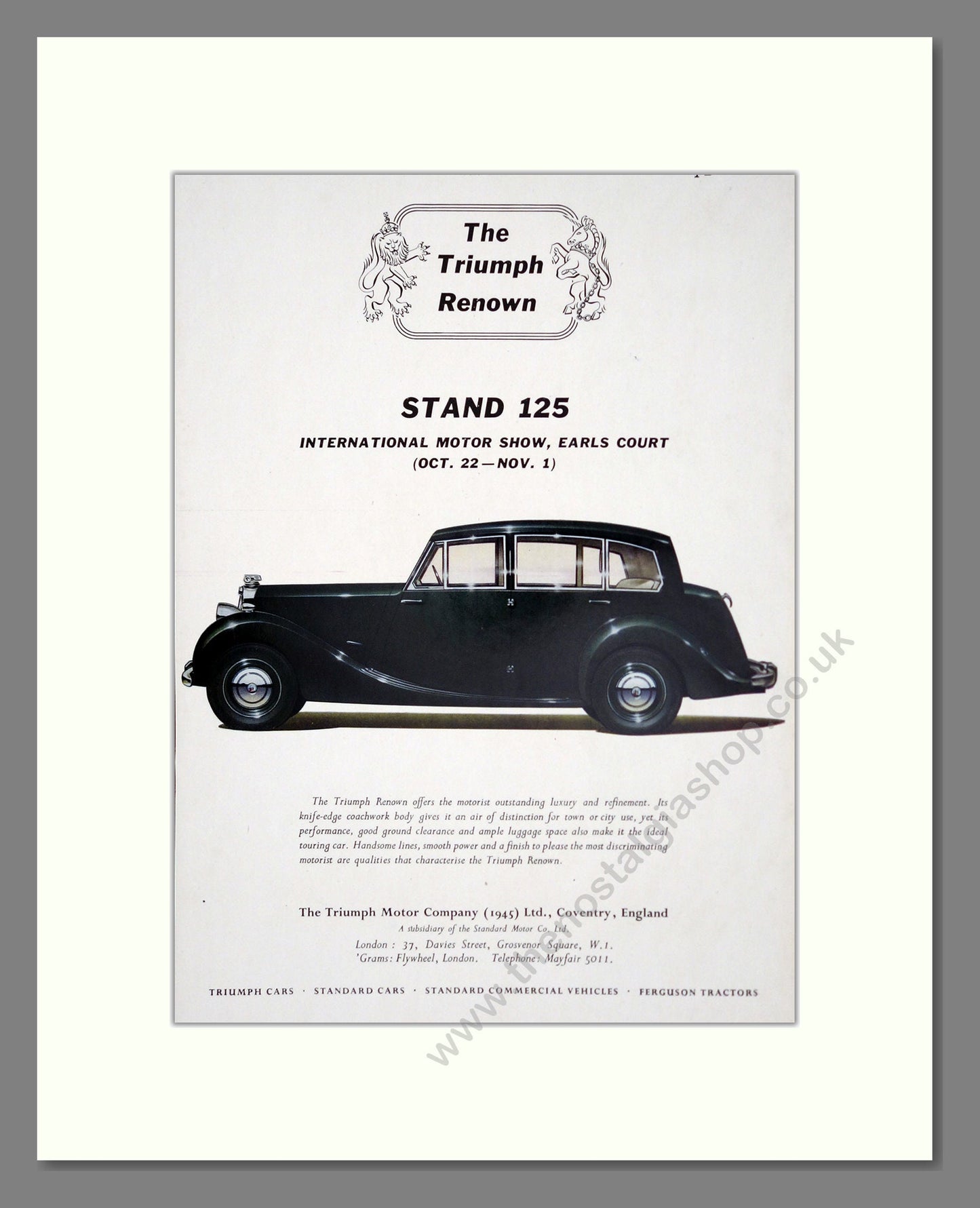 Triumph - Renown. Vintage Advert 1952 (ref AD61218)