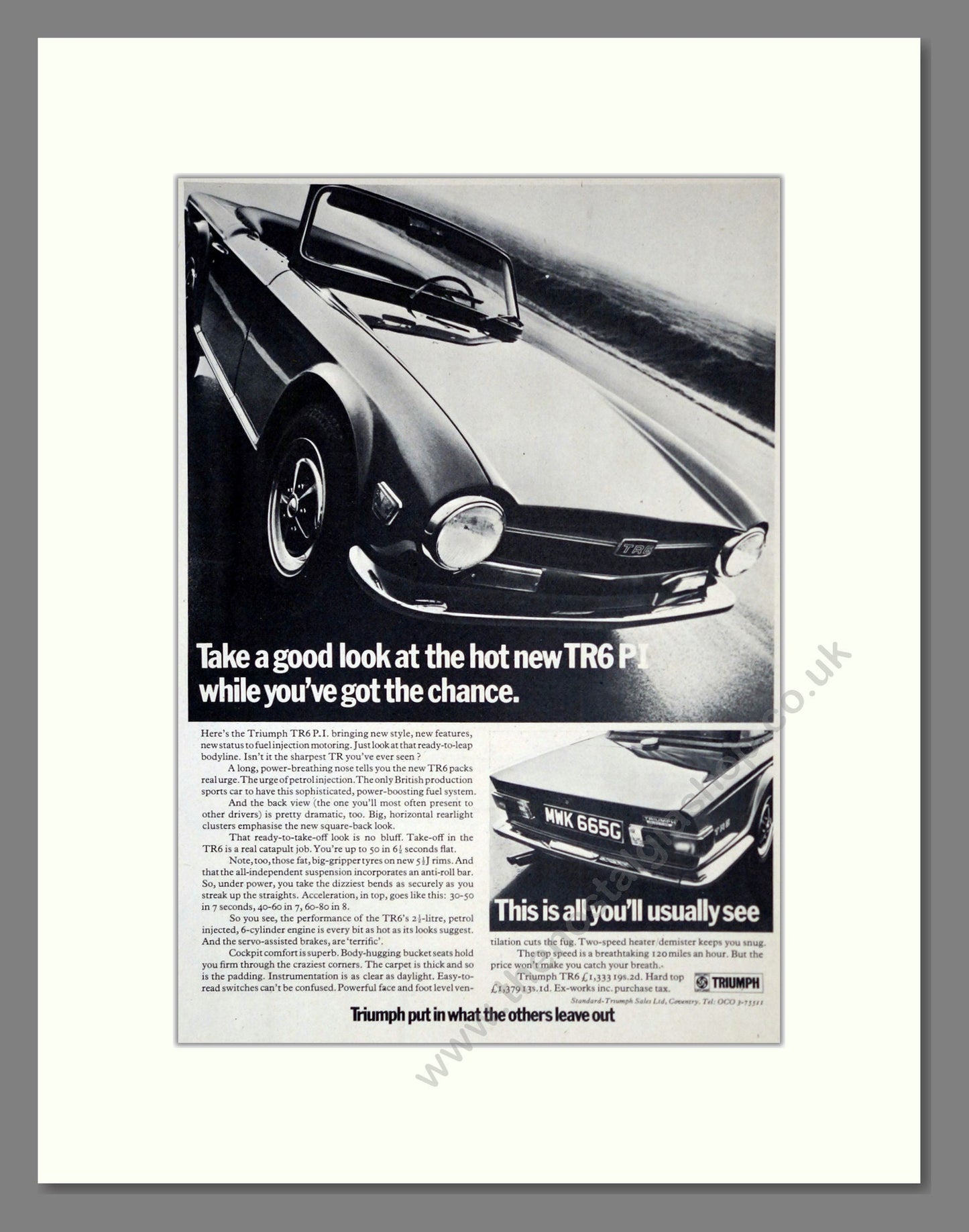 Triumph - TR6. Vintage Advert 1969 (ref AD61242)