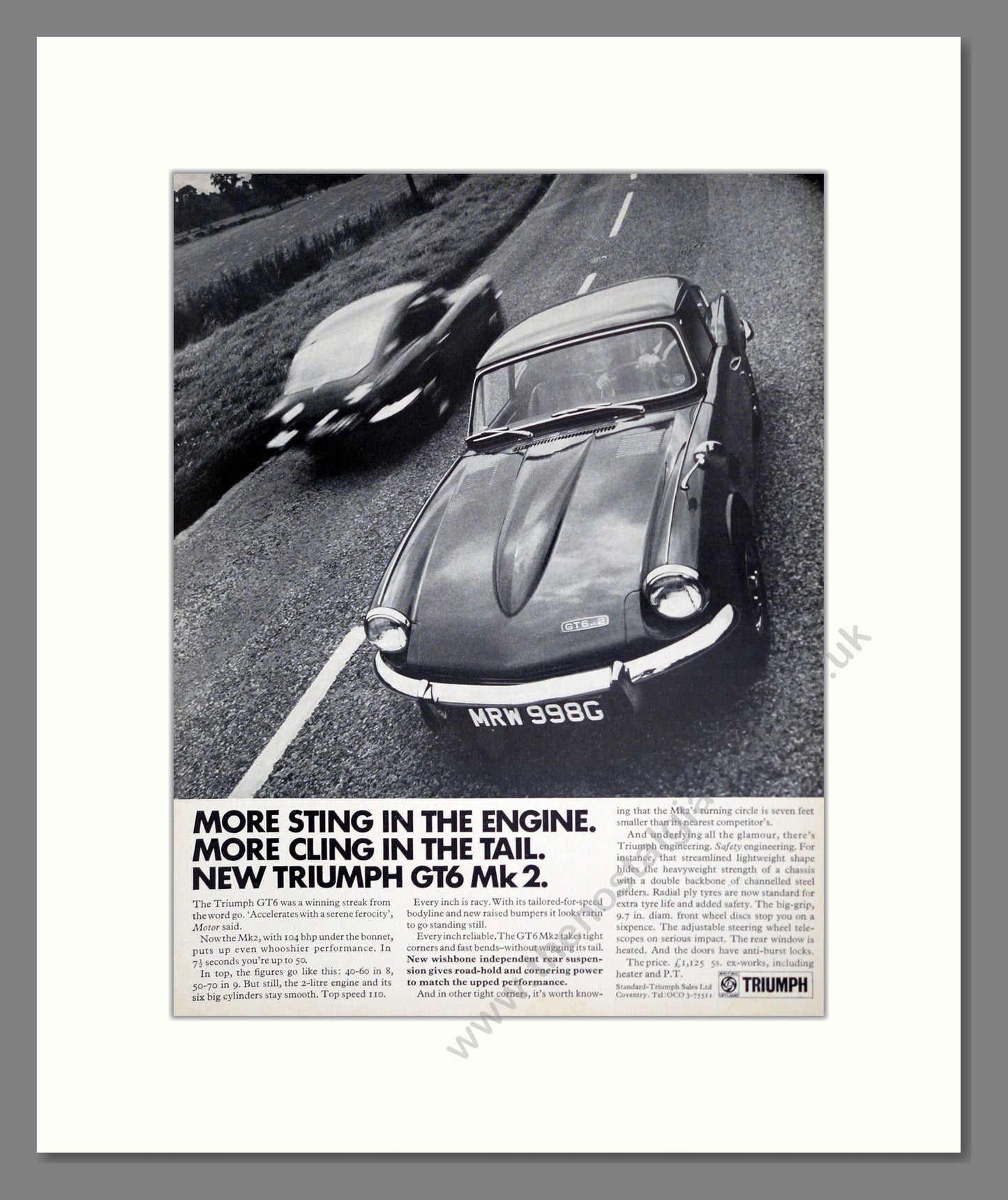 Triumph - GT6 Mk2. Vintage Advert 1968 (ref AD61247)