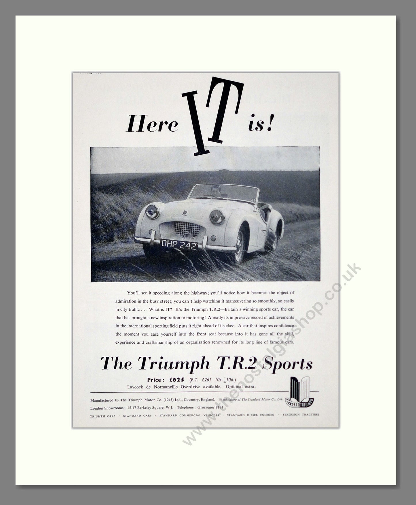 Triumph - TR2 Sports. Vintage Advert 1955 (ref AD61259)