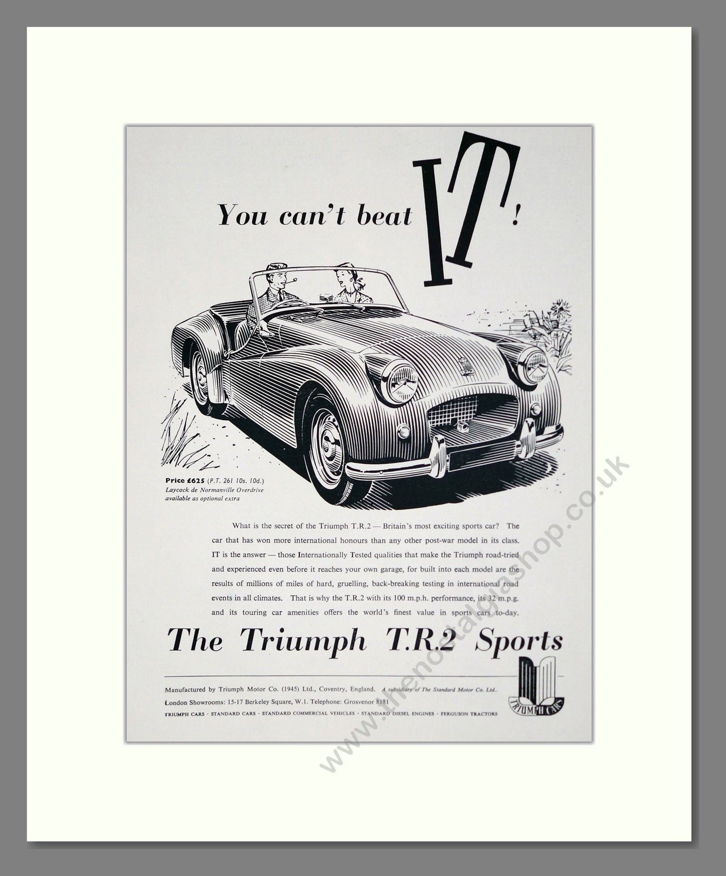 Triumph - TR2 Sports. Vintage Advert 1955 (ref AD61260)