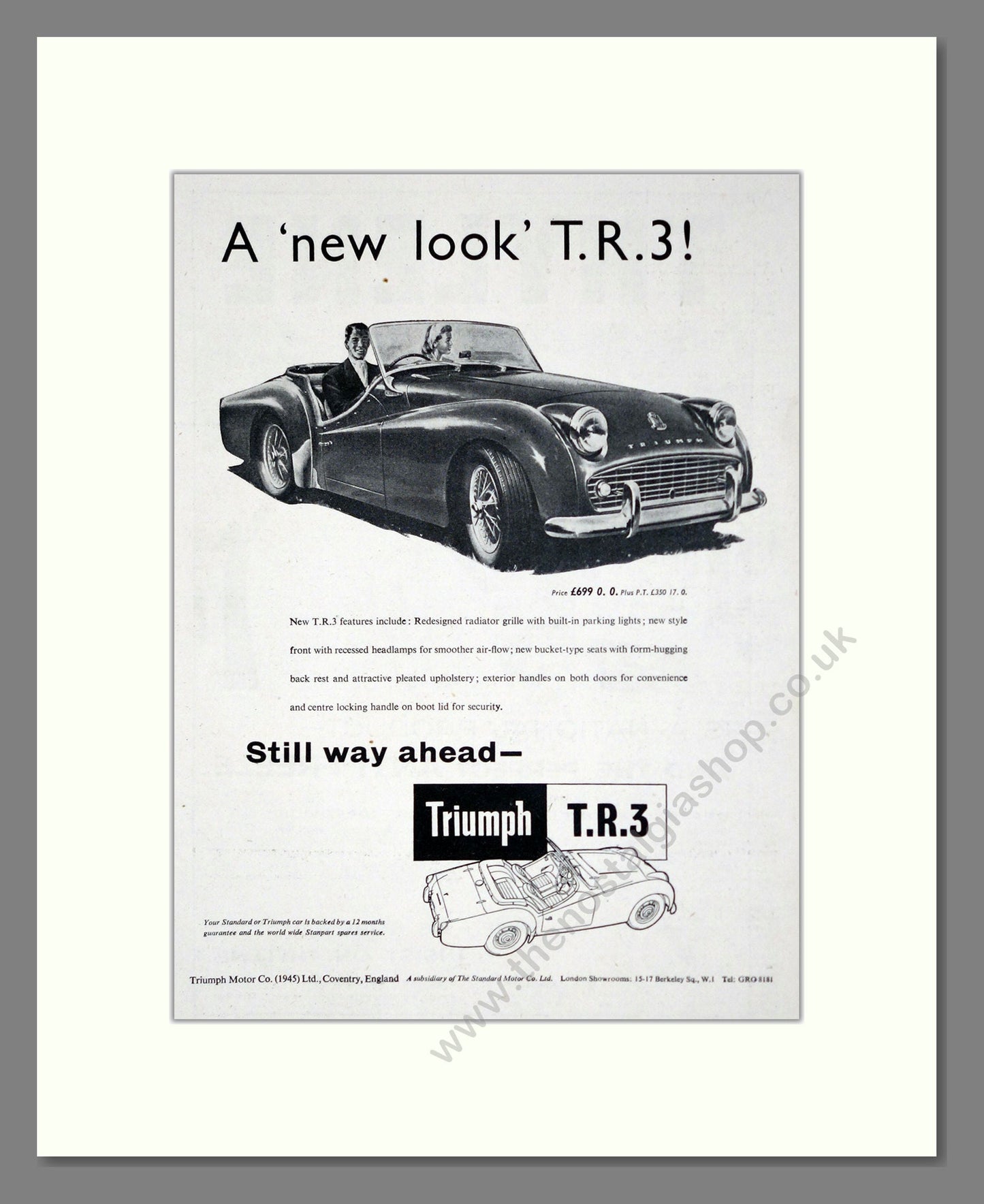 Triumph - TR3. Vintage Advert 1958 (ref AD61268)