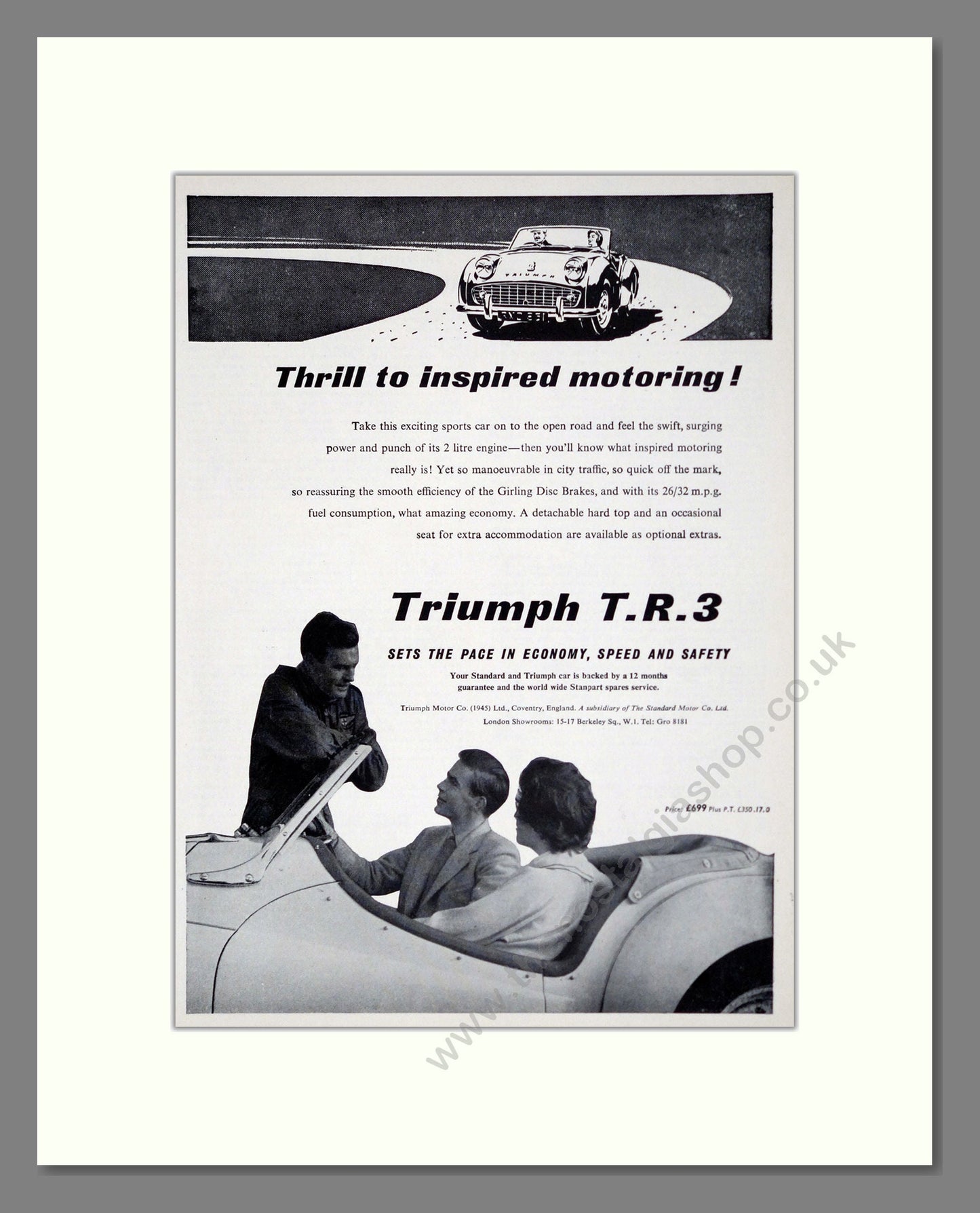Triumph - TR3. Vintage Advert 1958 (ref AD61271)