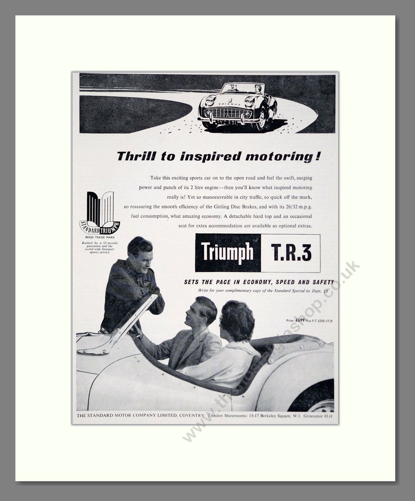 Triumph - TR3. Vintage Advert 1958 (ref AD61272)