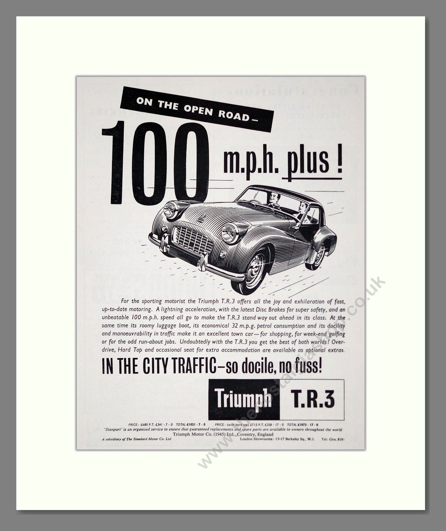 Triumph - TR3. Vintage Advert 1957 (ref AD61273)