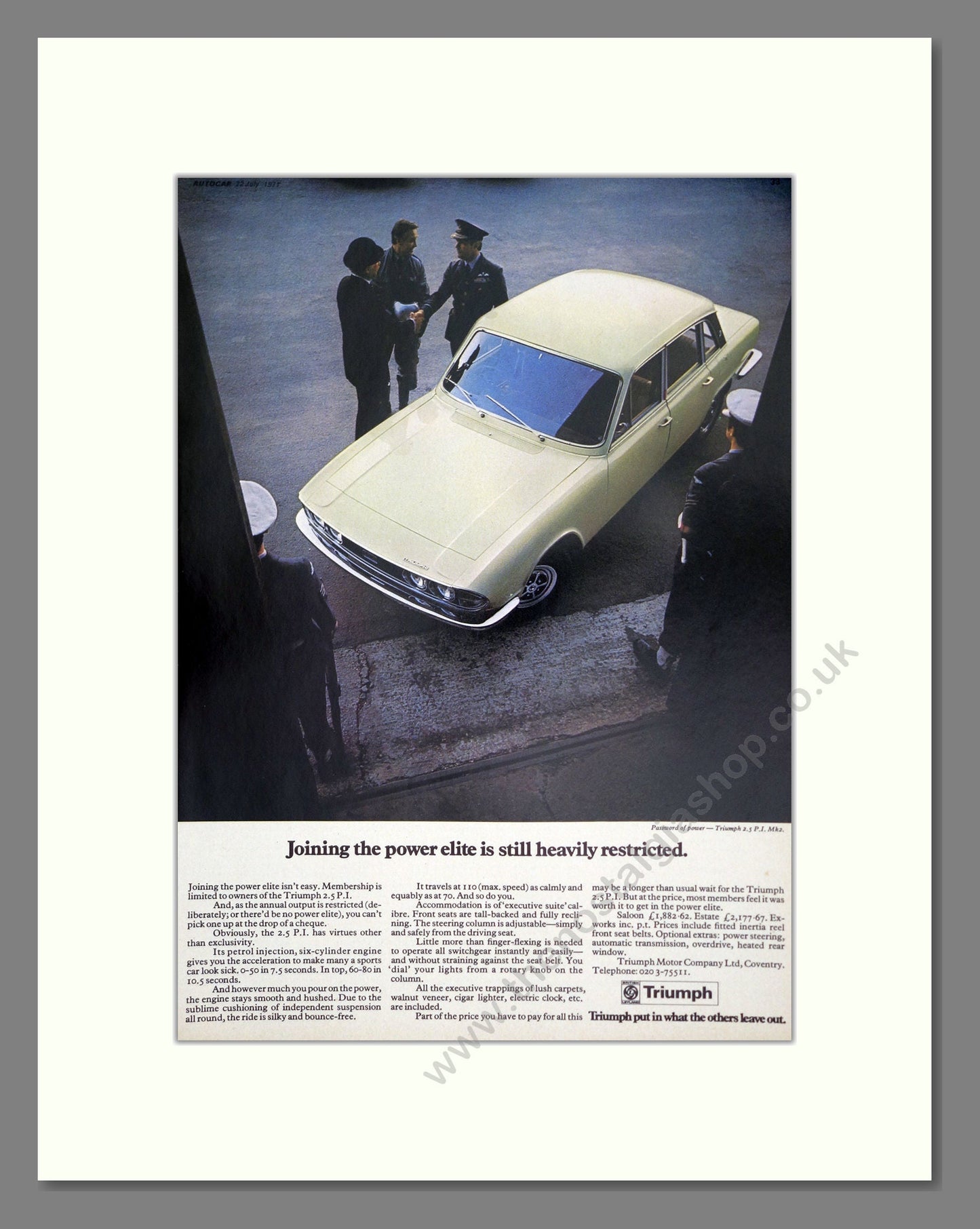 Triumph - 2.5 PI. Vintage Advert 1971 (ref AD61296)