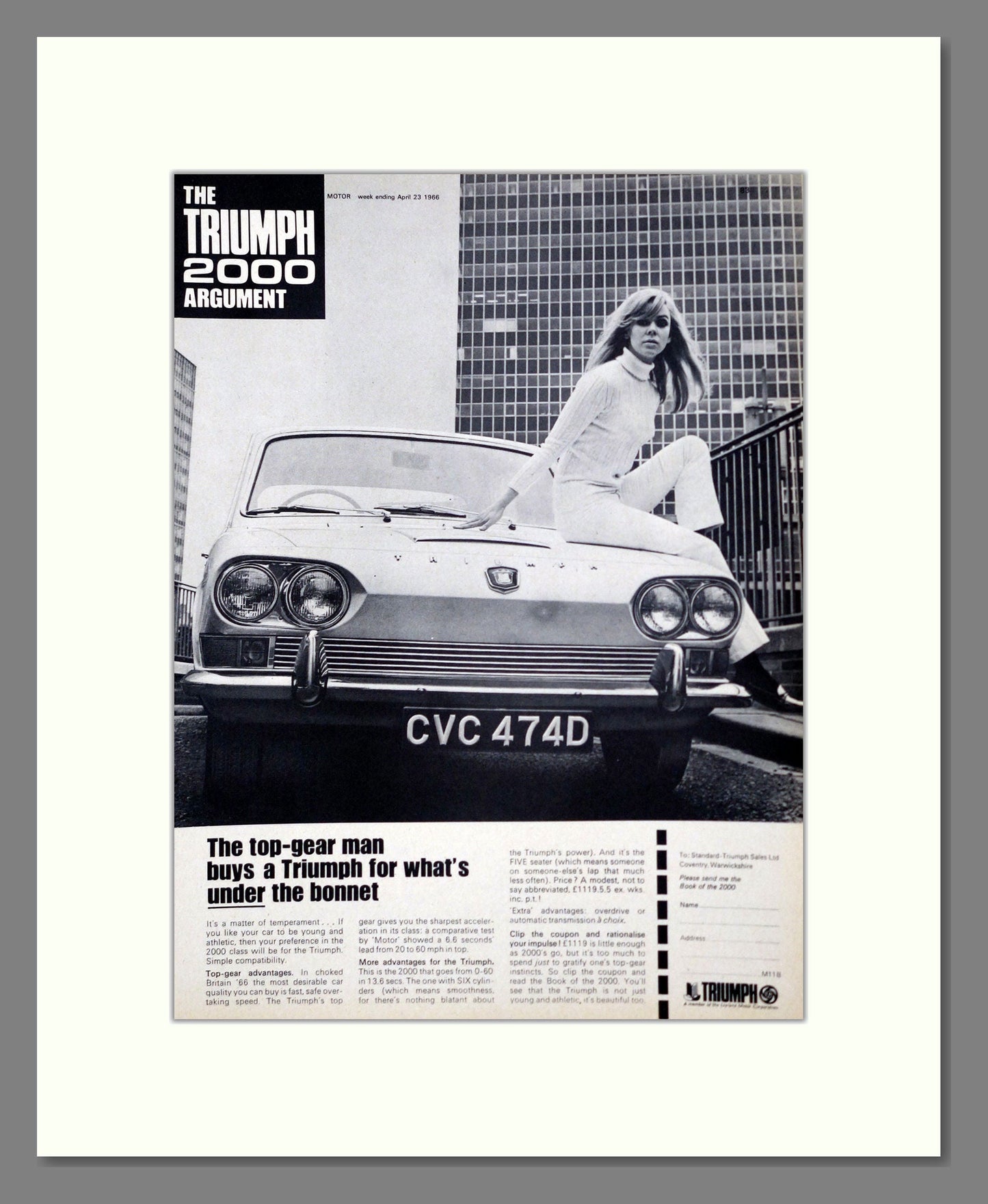Triumph - 2000. Vintage Advert 1966 (ref AD61327)