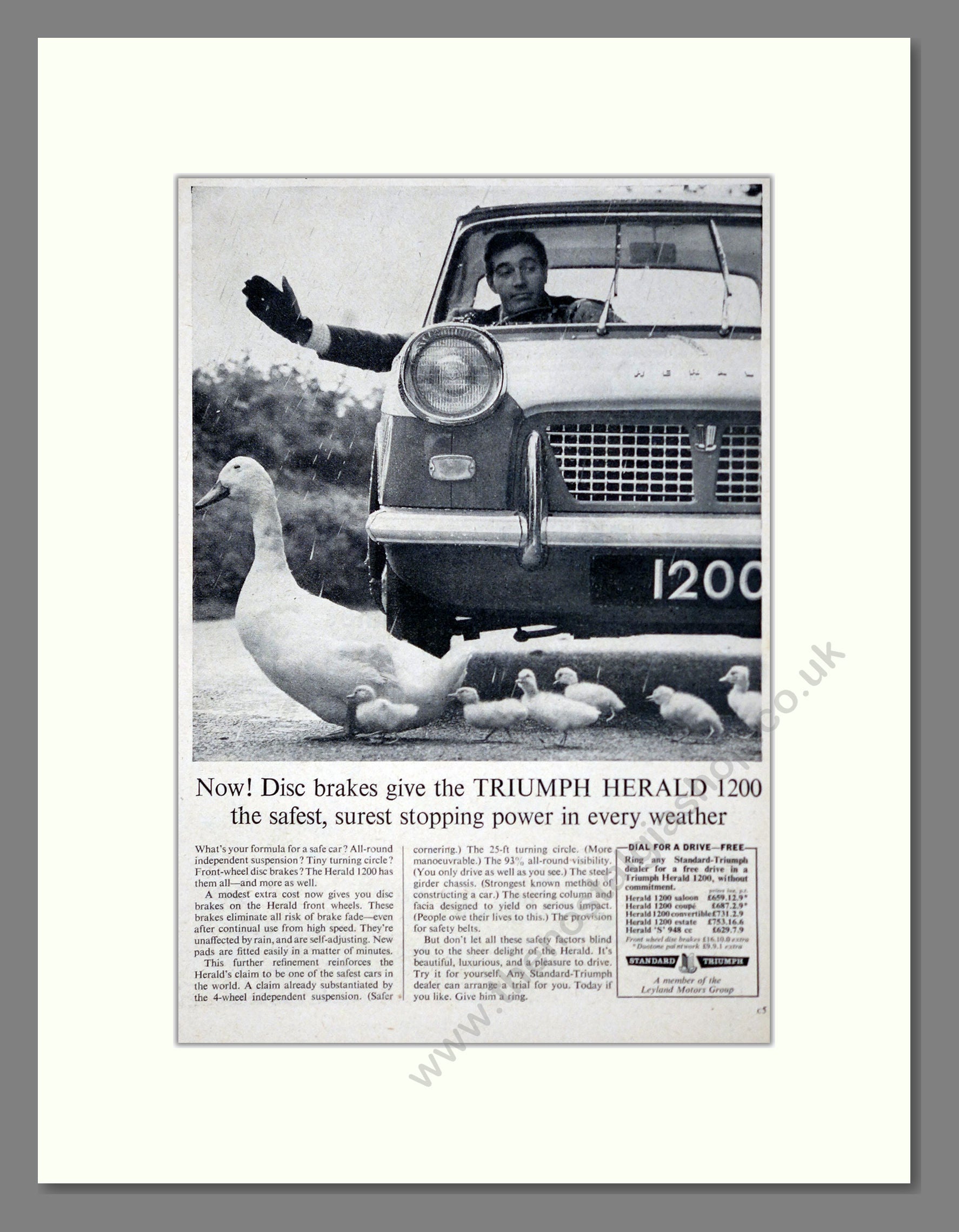 1960 STANDARD TRIUMPH HERALD AUSSIE AD ART PRINT POSTER main image 0