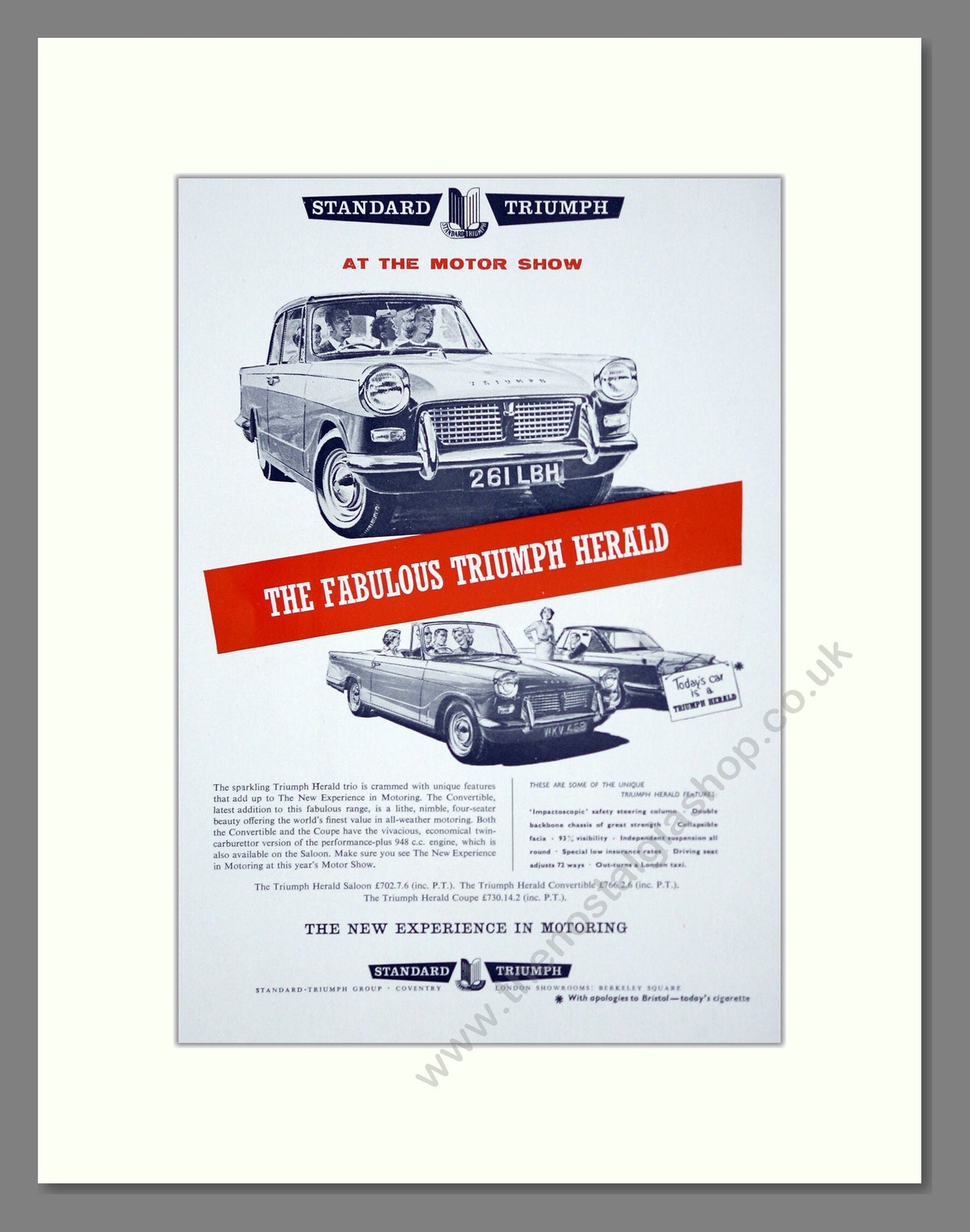 Triumph - Herald. Vintage Advert 1960 (ref AD61431)