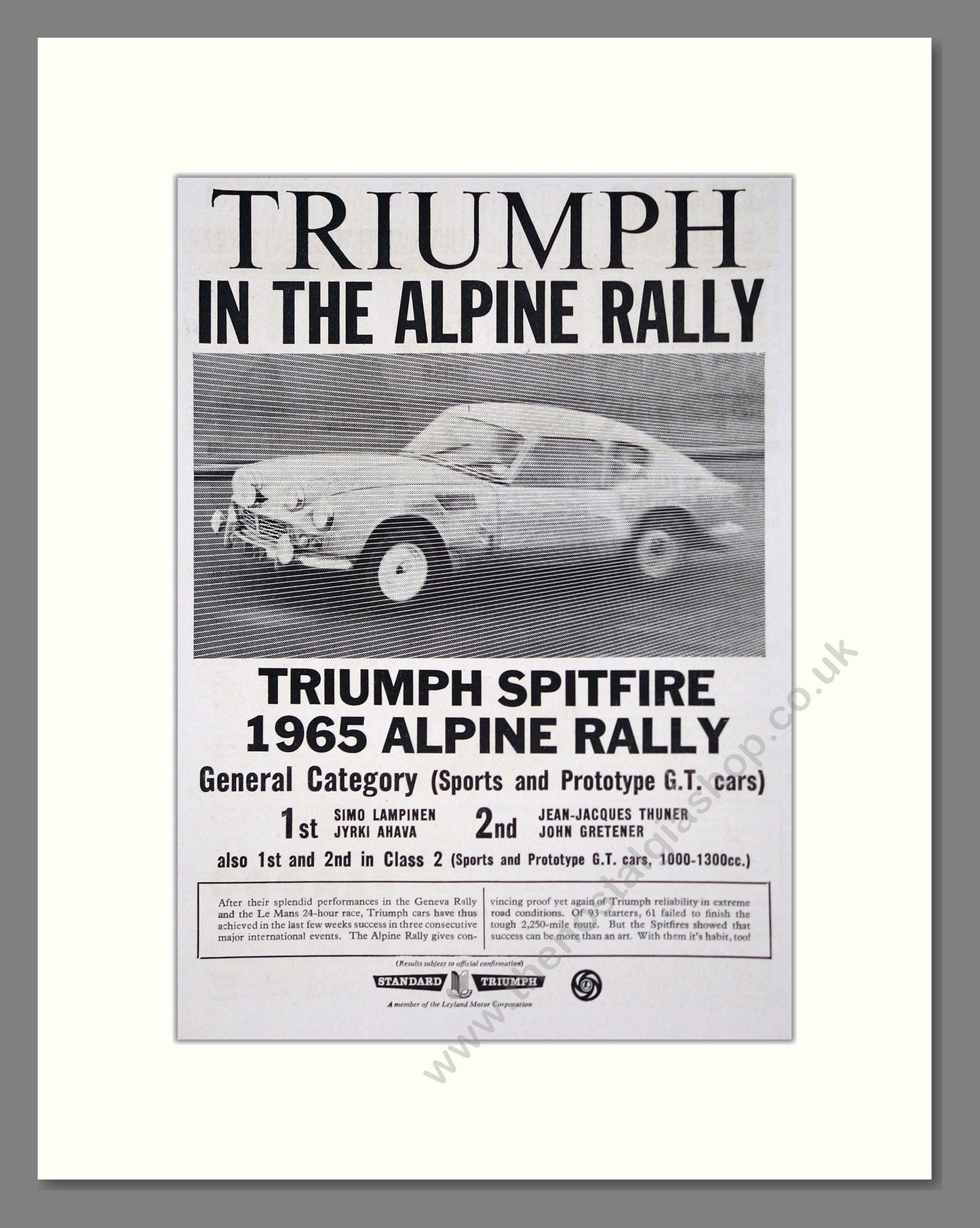 Triumph - Spitfire. Vintage Advert 1965 (ref AD61480)