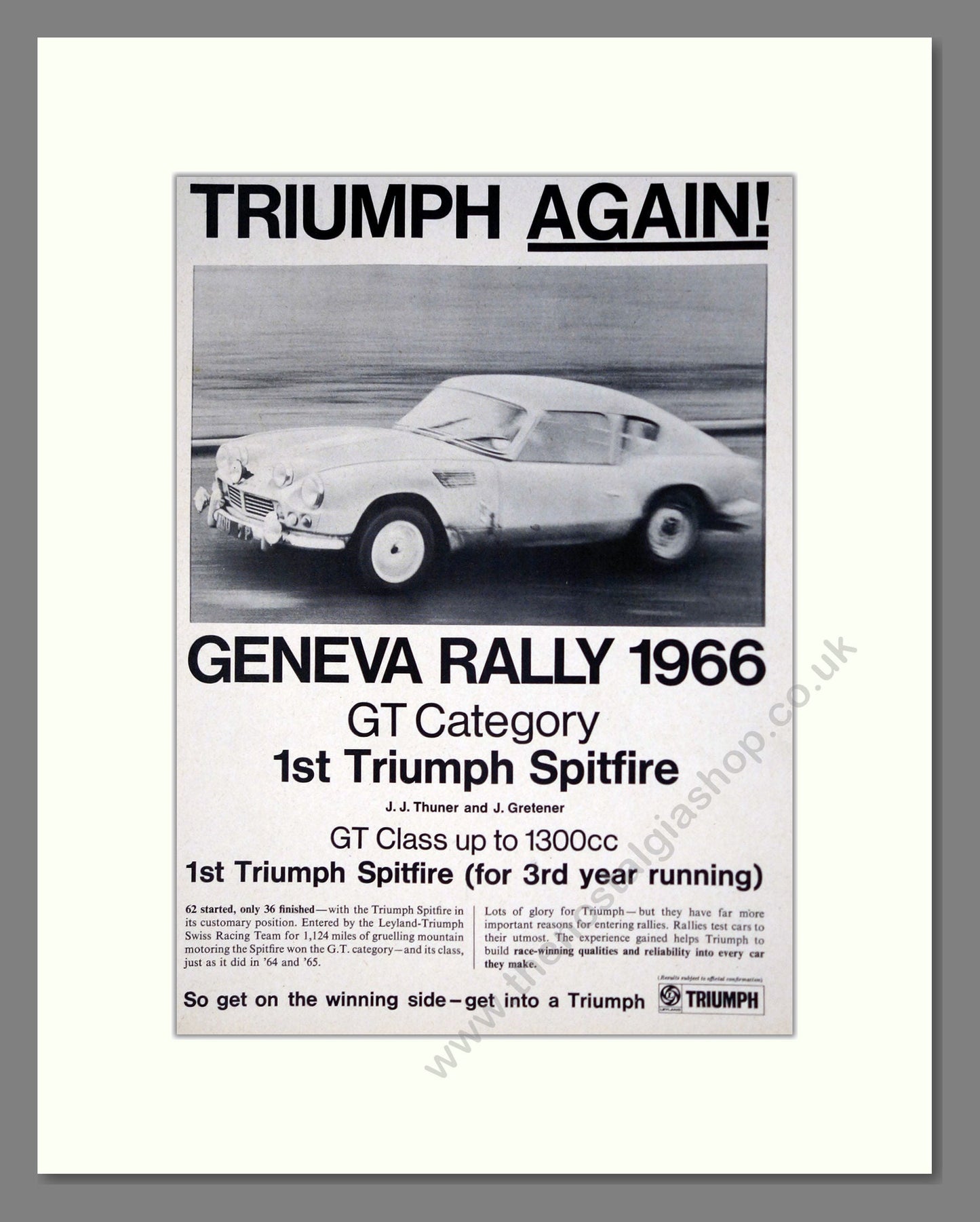 Triumph - Spitfire. Vintage Advert 1966 (ref AD61482)
