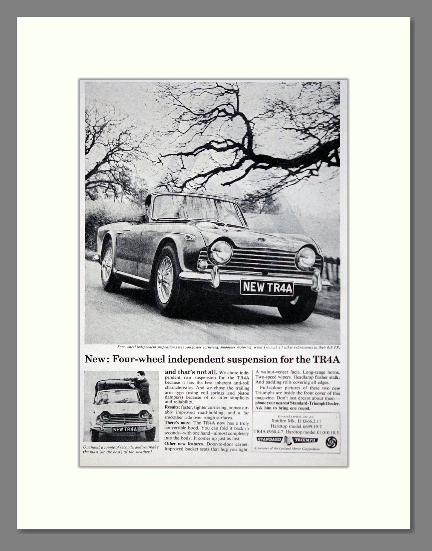 Triumph - TR4A. Vintage Advert 1965 (ref AD61511)