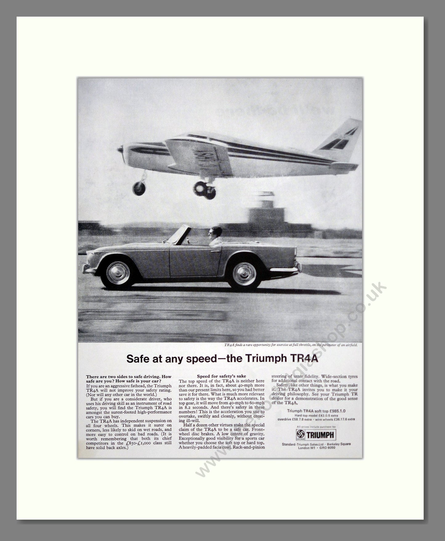 Triumph - TR4A. Vintage Advert 1967 (ref AD61513)