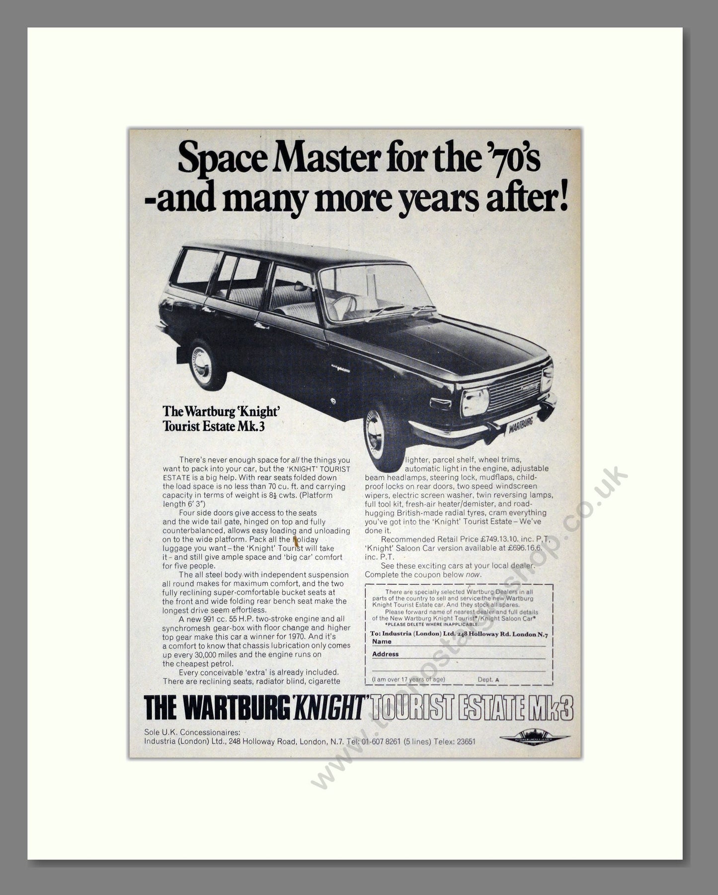 Wartburg - Knight Tourist Estate. Vintage Advert 1970 (ref AD61539)