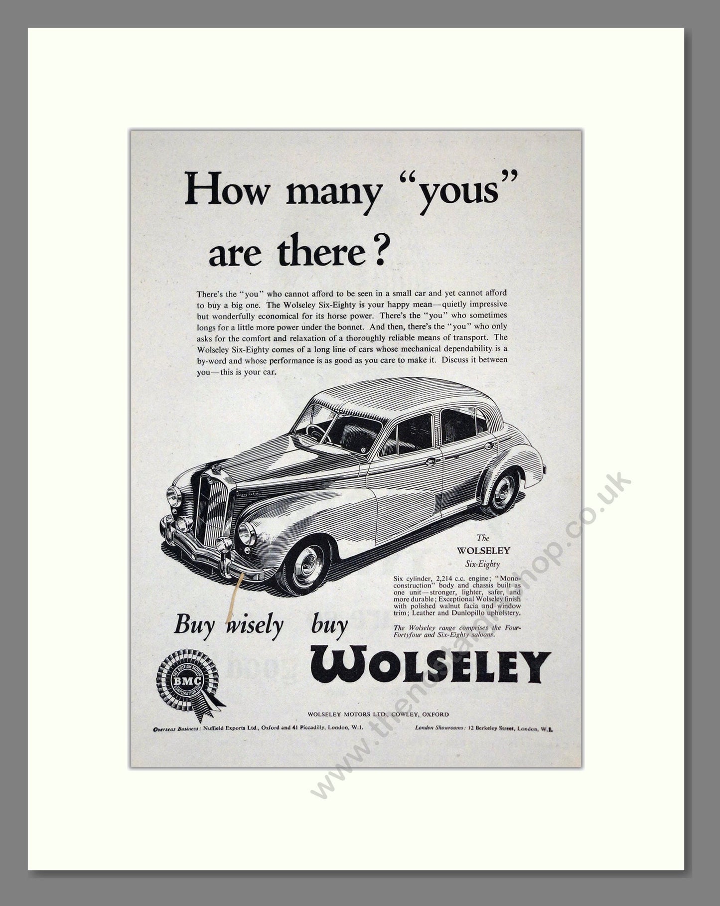 Wolseley - Six-Eighty. Vintage Advert 1953 (ref AD61579)