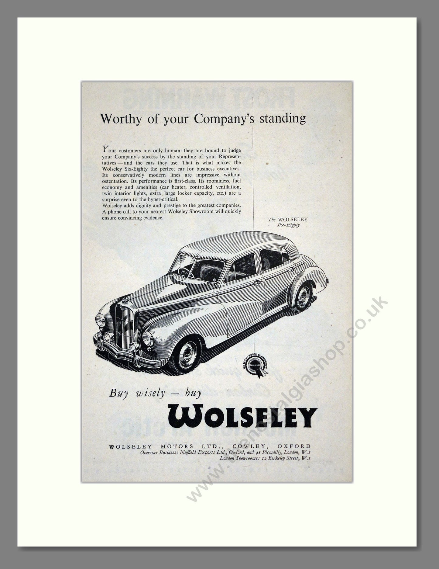 Wolseley - Six-Eighty. Vintage Advert 1953 (ref AD61581)