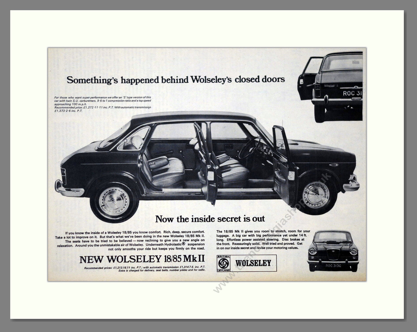 Wolseley - 18/85 MkII. Vintage Advert 1969 (ref AD61599)