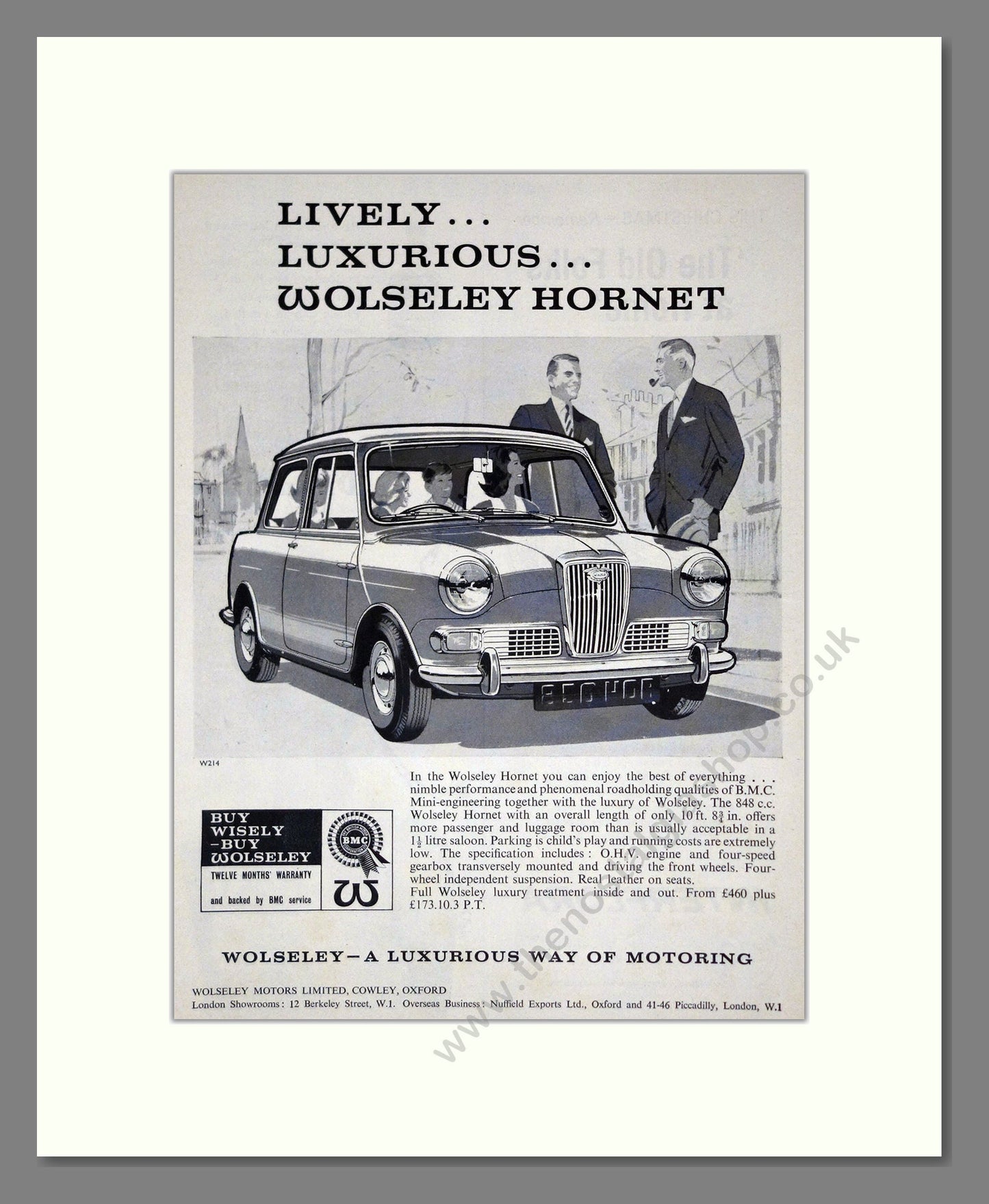 Wolseley - Hornet. Vintage Advert 1962 (ref AD61606)