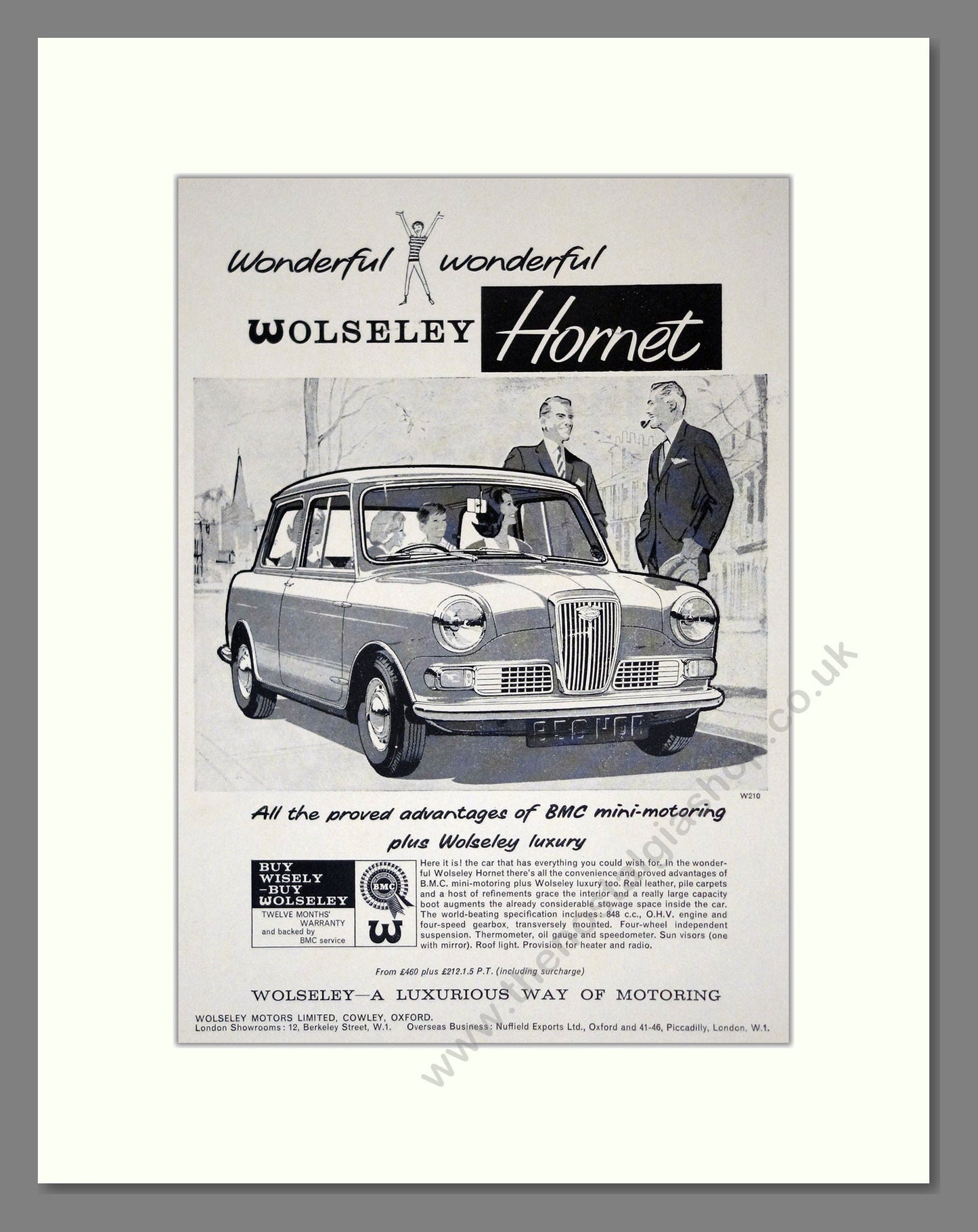 Wolseley - Hornet. Vintage Advert 1962 (ref AD61607)