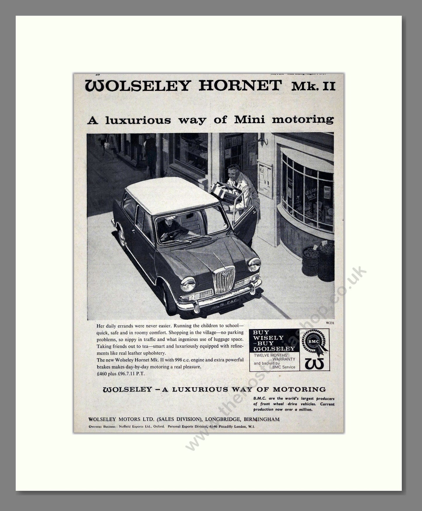 Wolseley - Hornet Mk II. Vintage Advert 1964 (ref AD61613)