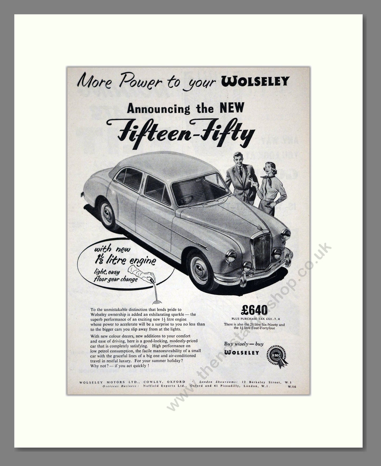 Wolseley - Fifteen-Fifty. Vintage Advert 1956 (ref AD61627)