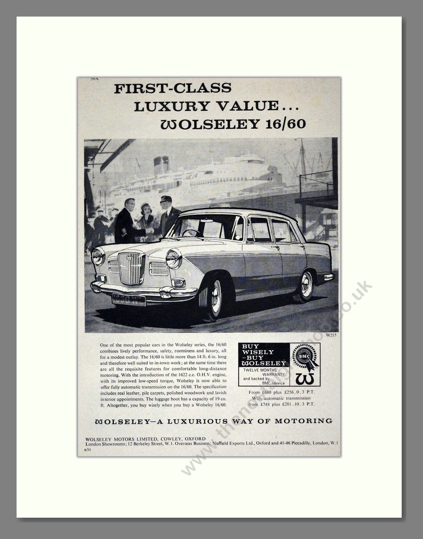 Wolseley - 16/60. Vintage Advert 1962 (ref AD61646)