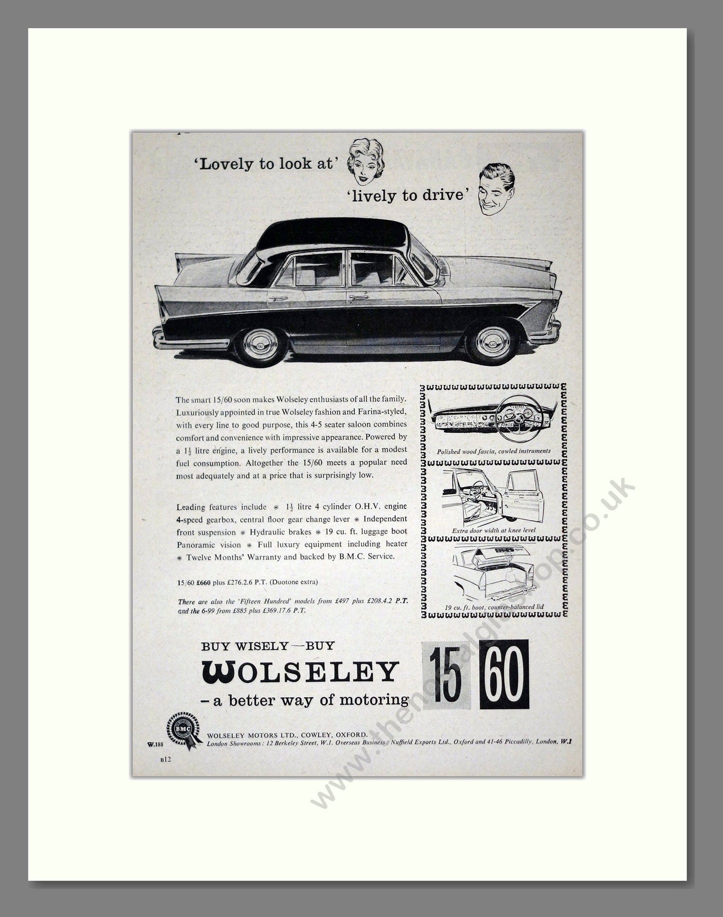 Wolseley - 15/60. Vintage Advert 1960 (ref AD61652)