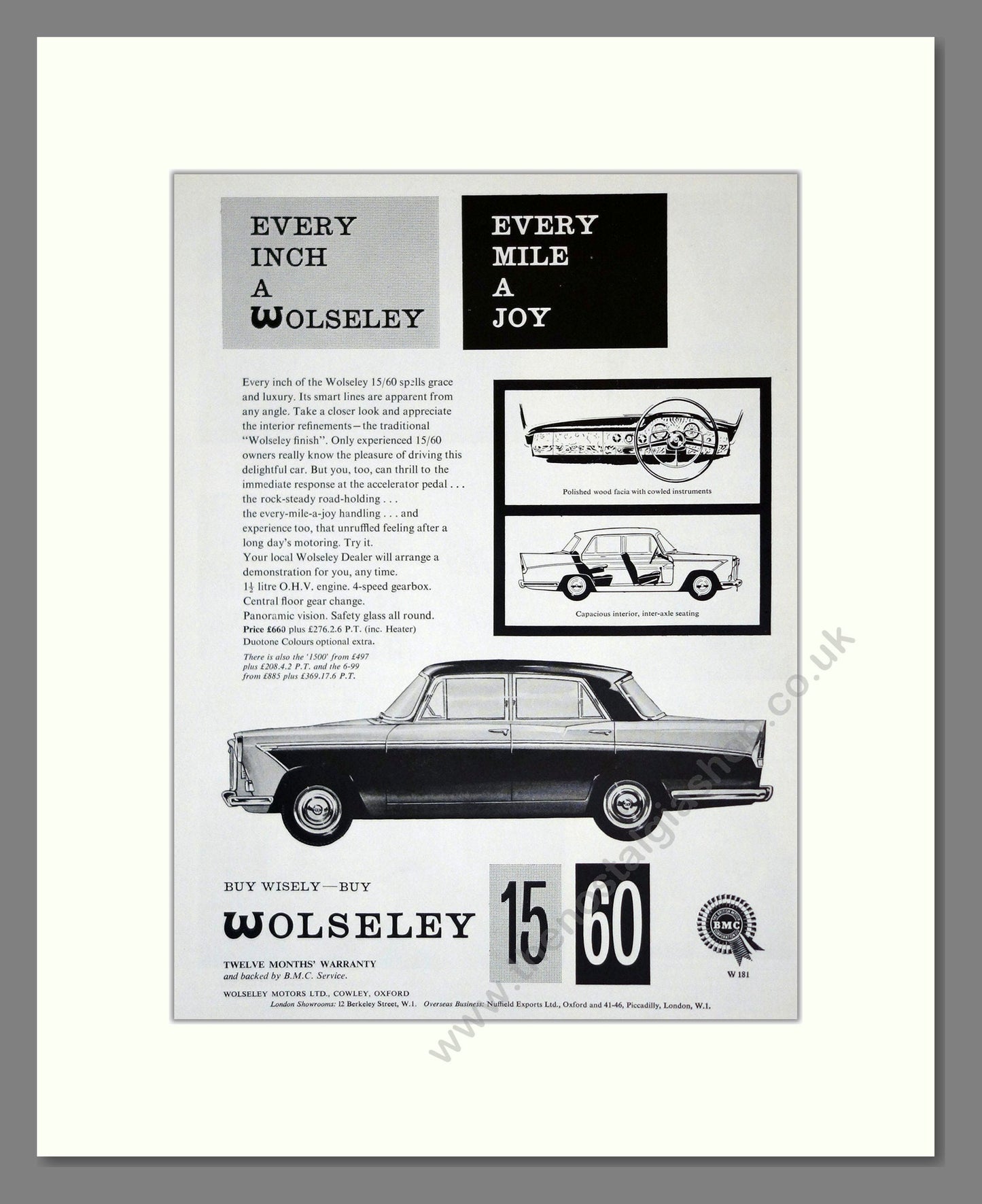 Wolseley - 15/60. Vintage Advert 1960 (ref AD61656)