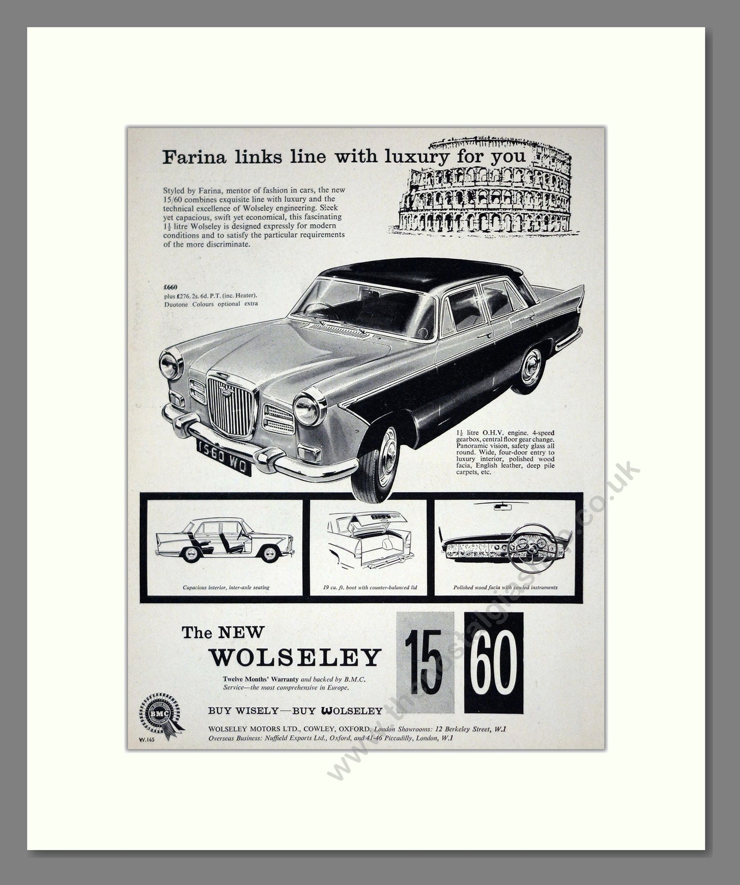 Wolseley - 15/60. Vintage Advert 1959 (ref AD61657)