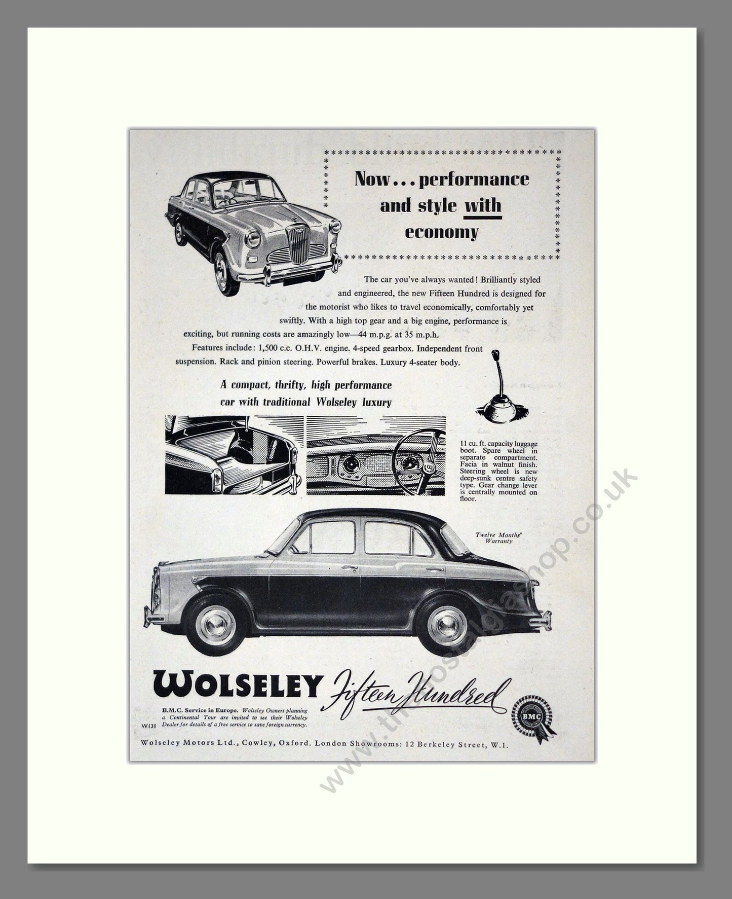 Wolseley - 1500. Vintage Advert 1957 (ref AD61661)