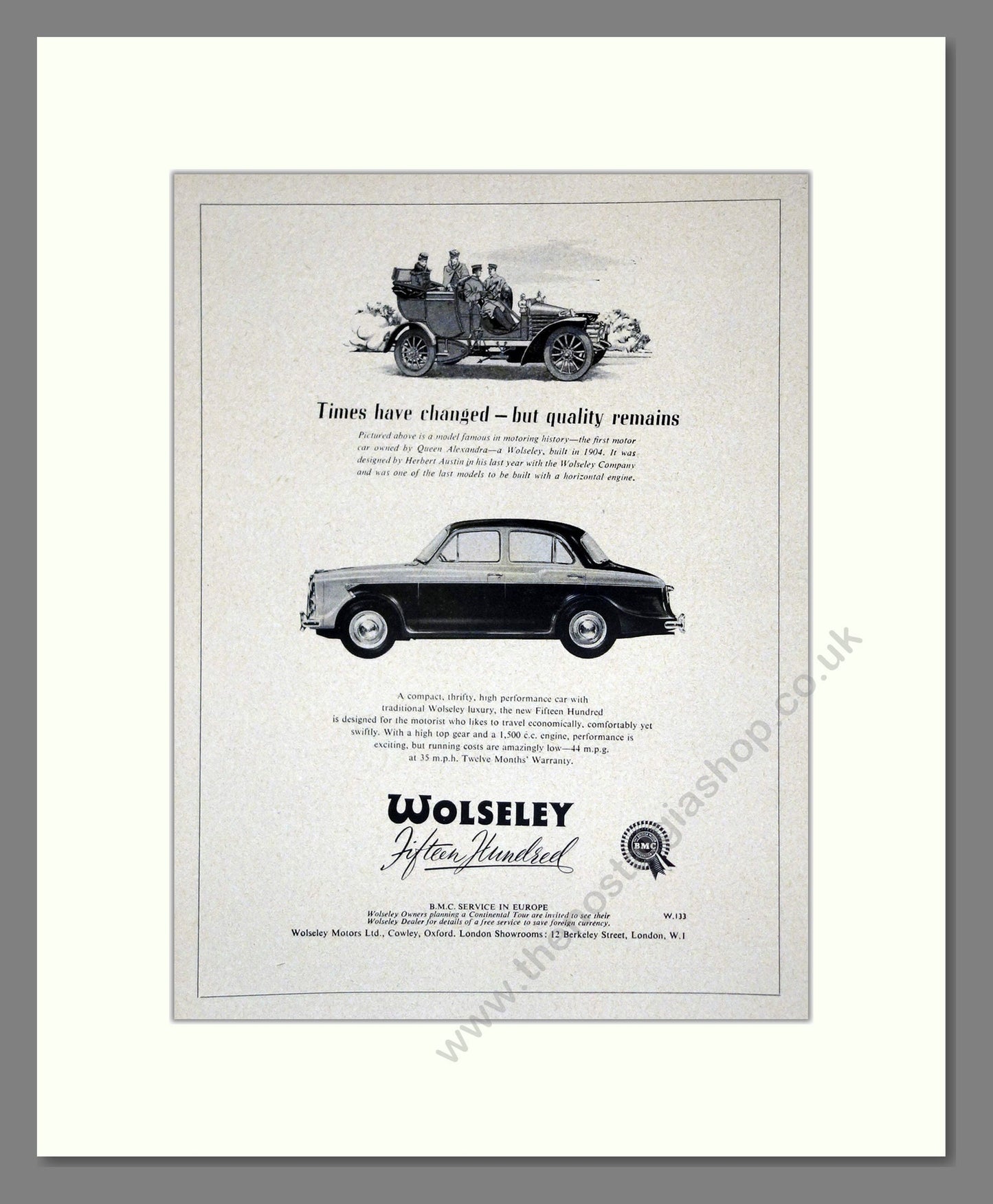 Wolseley - 1500. Vintage Advert 1958 (ref AD61665)