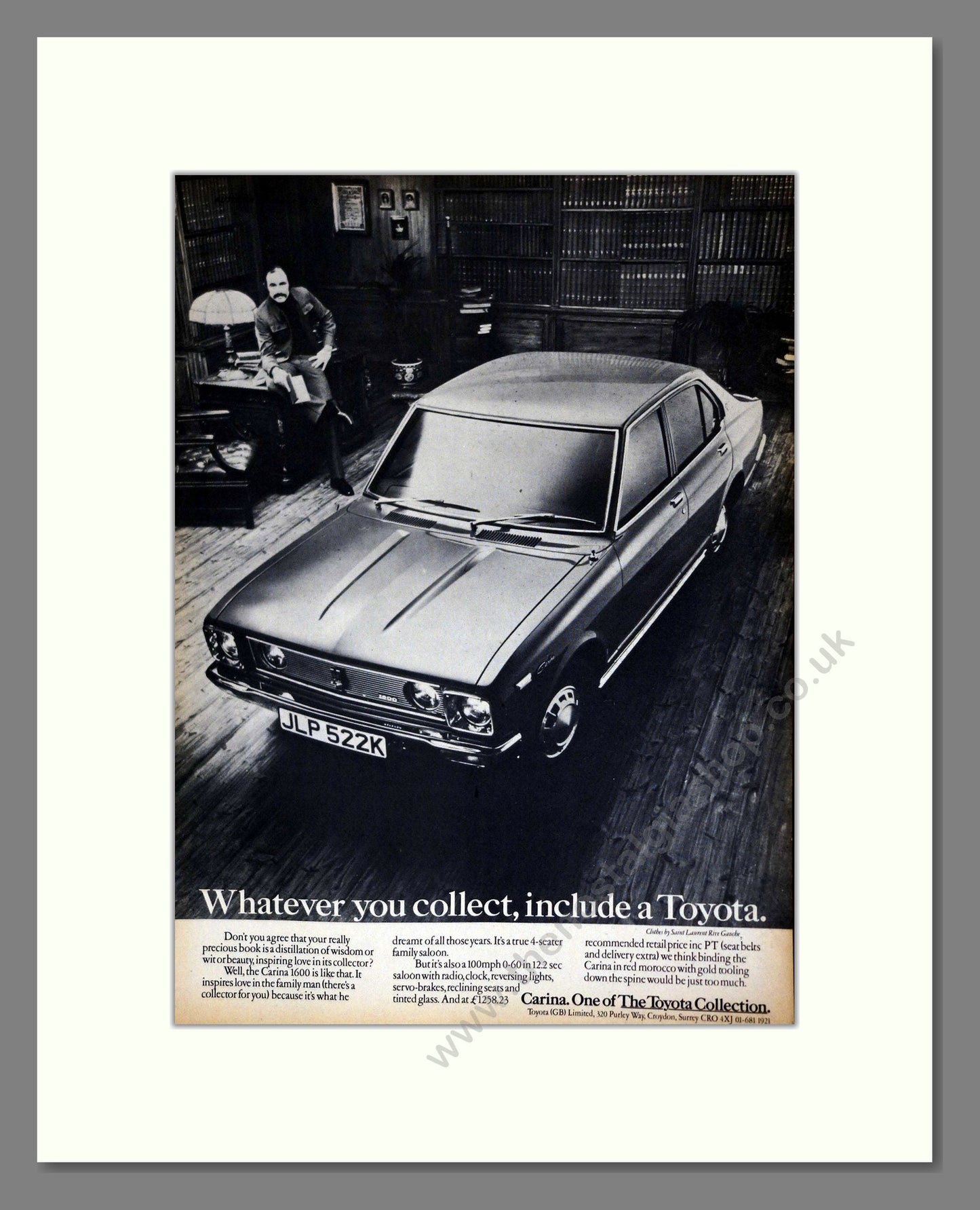 Toyota - Carina 1600. Vintage Advert 1972 (ref AD61707)