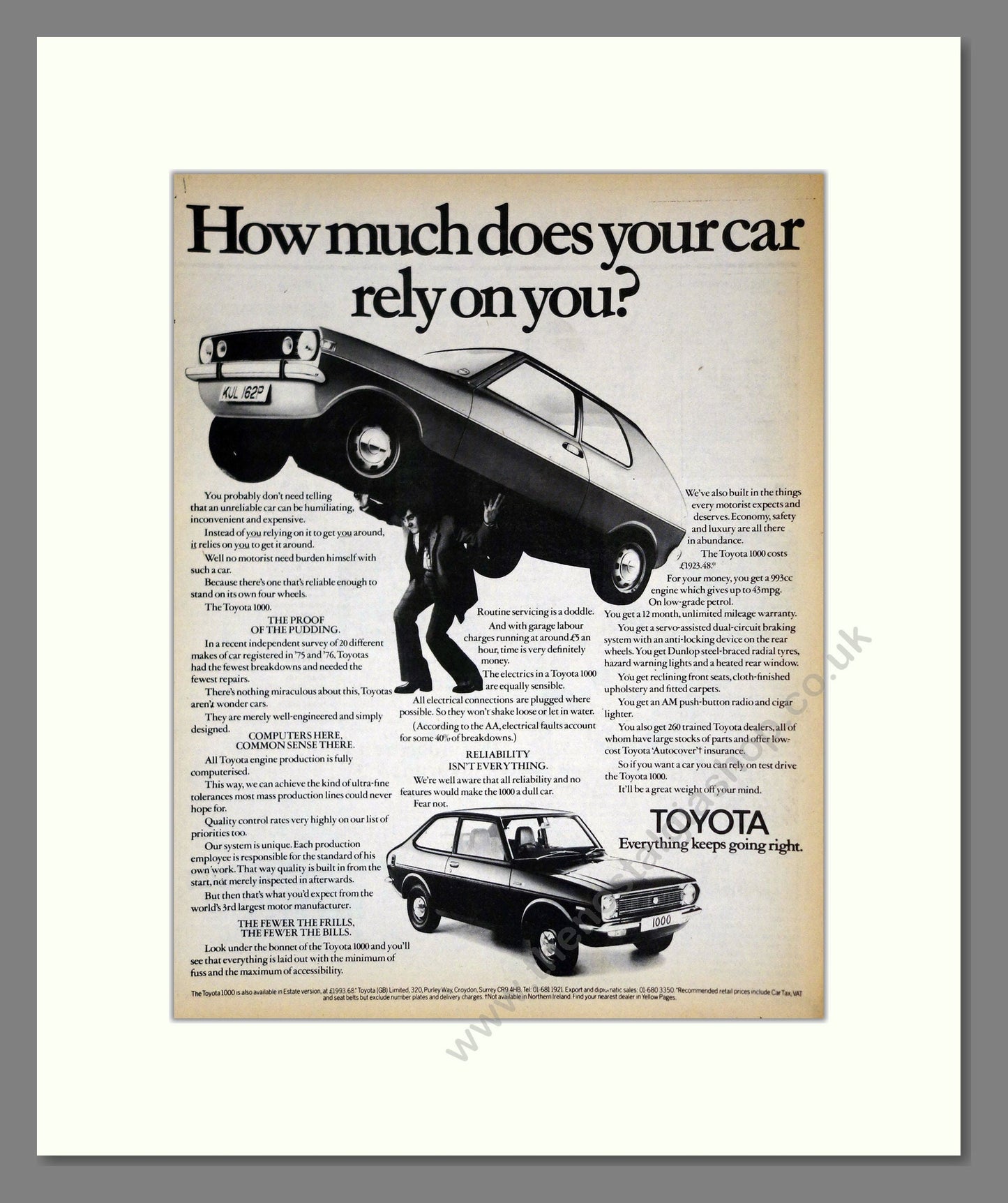 Toyota - 1000. Vintage Advert 1977 (ref AD61709)