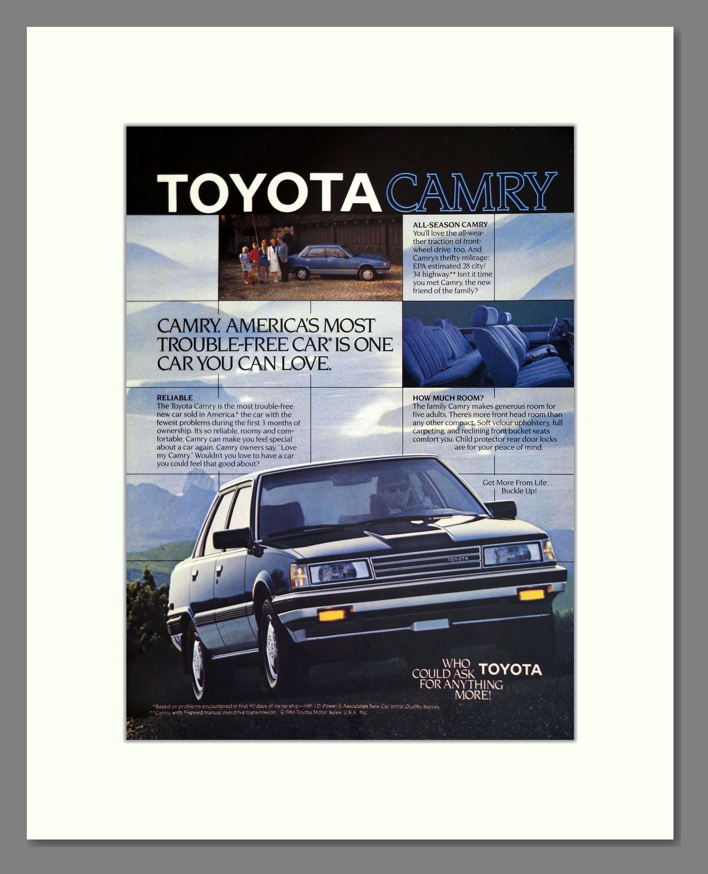 Toyota - Camry. Vintage Advert 1986 (ref AD61750)