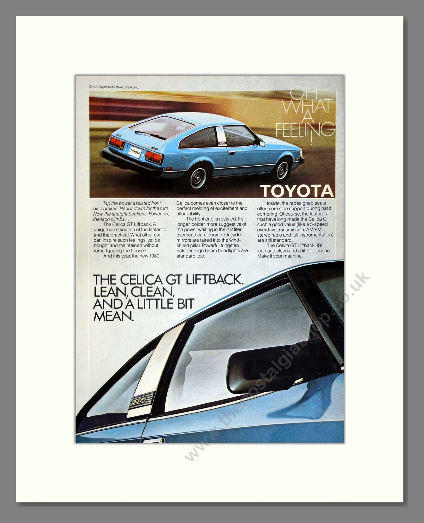 Toyota - Celica GT Liftback. Vintage Advert 1979 (ref AD61753)