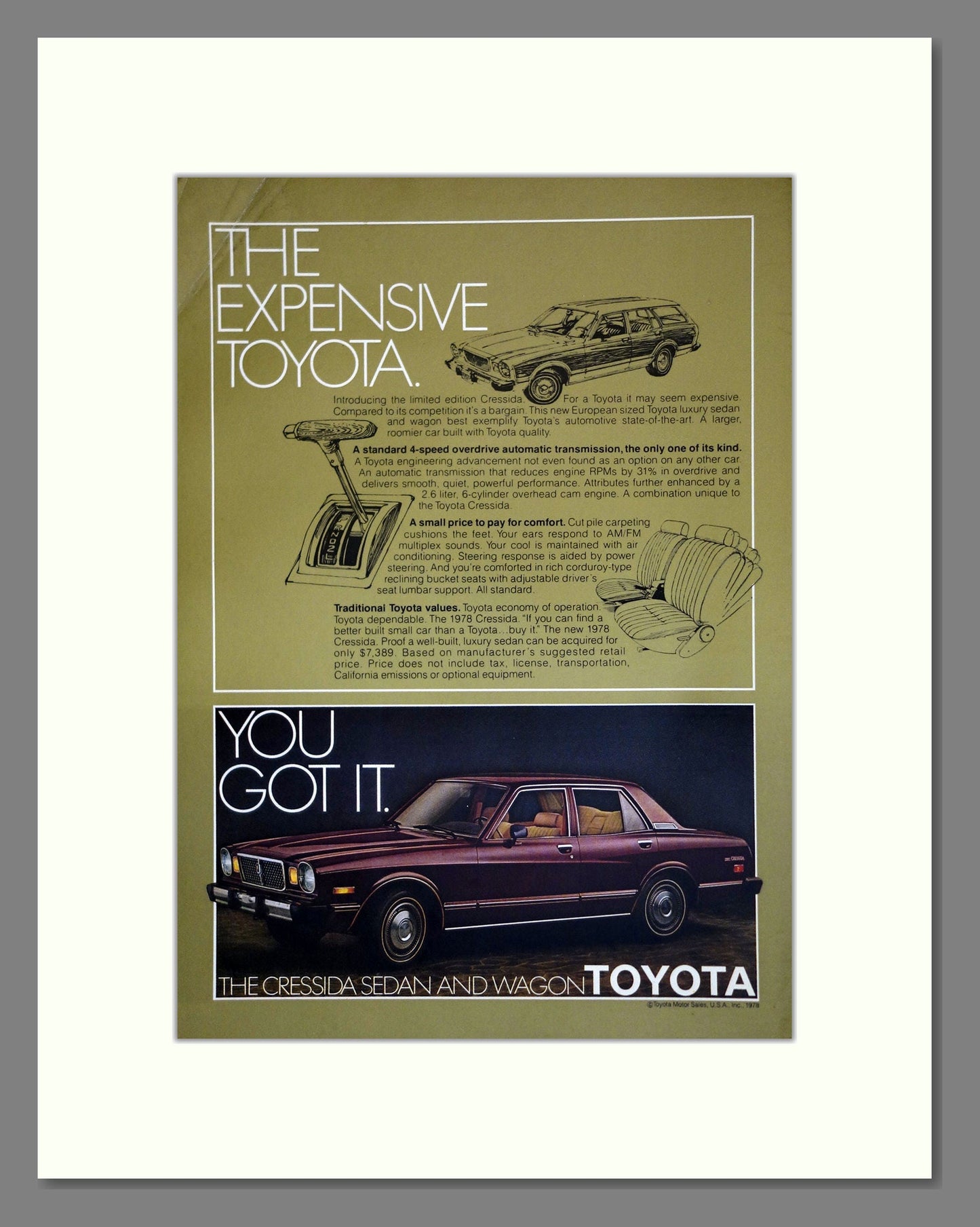 Toyota - Cressida Sedan. Vintage Advert 1978 (ref AD61758)